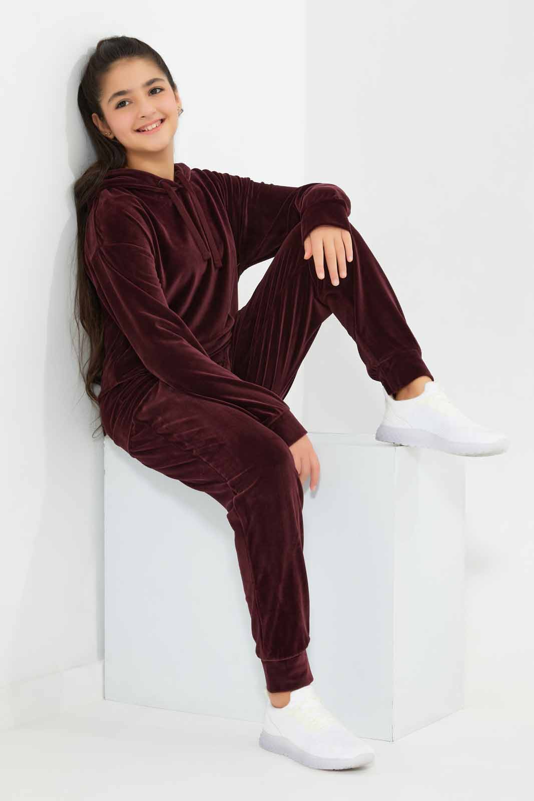 Redtag-Burgundy-Velour-Pants-Category:Joggers,-Colour:Burgundy,-Deals:New-In,-Filter:Senior-Girls-(8-to-14-Yrs),-GSR-Joggers,-New-In-GSR-APL,-Non-Sale,-Section:Girls-(0-to-14Yrs),-TBL,-W22B-Senior-Girls-9 to 14 Years