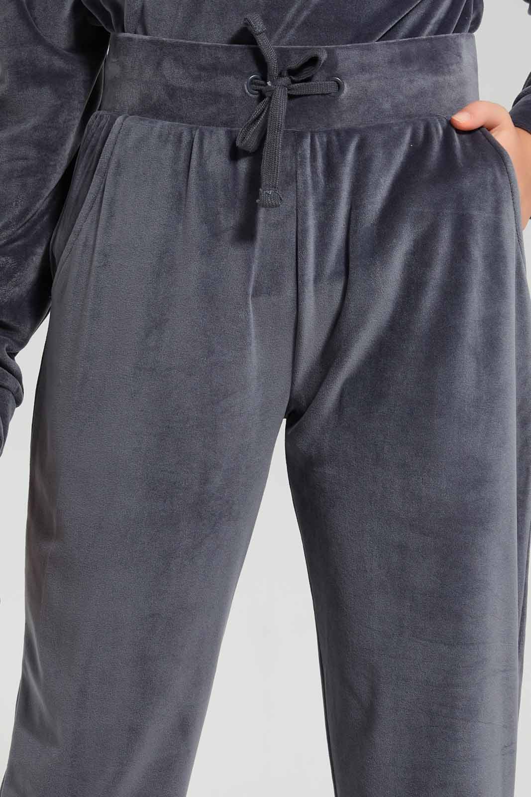 Redtag-Grey-Melange-Velour-Pants-Category:Joggers,-Colour:Grey,-Deals:New-In,-Filter:Senior-Girls-(8-to-14-Yrs),-GSR-Joggers,-New-In-GSR-APL,-Non-Sale,-Section:Girls-(0-to-14Yrs),-TBL,-W22B-Senior-Girls-9 to 14 Years