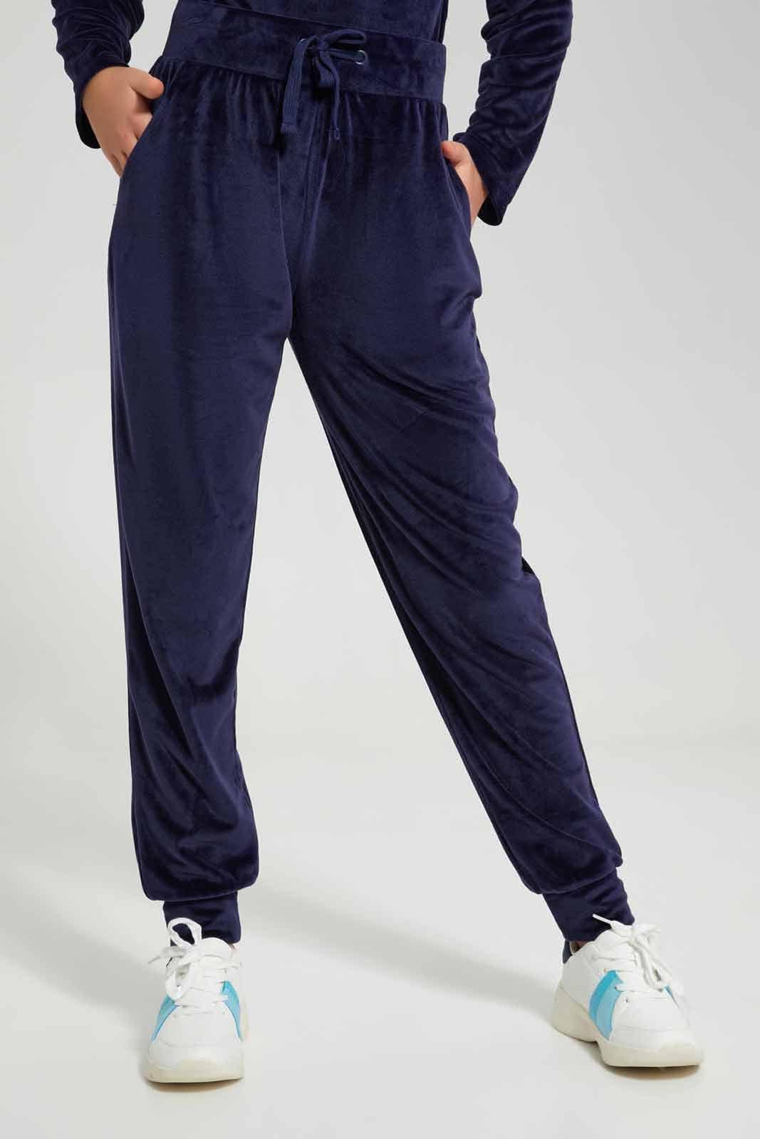 Redtag-Navy-Velour-Pants-Category:Joggers,-Colour:Navy,-Deals:New-In,-Filter:Senior-Girls-(8-to-14-Yrs),-GSR-Joggers,-New-In-GSR-APL,-Non-Sale,-Section:Girls-(0-to-14Yrs),-TBL,-W22B-Senior-Girls-9 to 14 Years