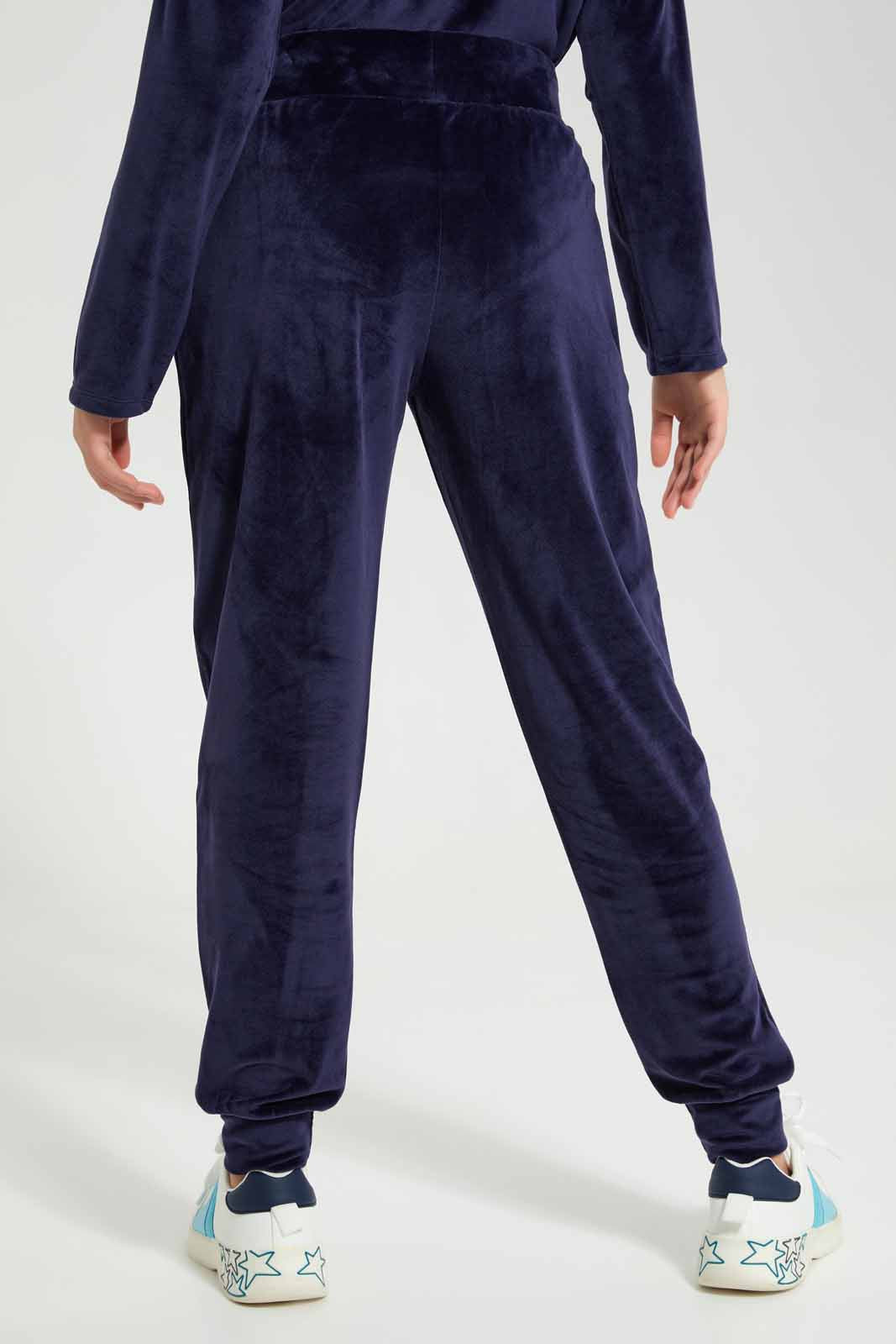 Redtag-Navy-Velour-Pants-Category:Joggers,-Colour:Navy,-Deals:New-In,-Filter:Senior-Girls-(8-to-14-Yrs),-GSR-Joggers,-New-In-GSR-APL,-Non-Sale,-Section:Girls-(0-to-14Yrs),-TBL,-W22B-Senior-Girls-9 to 14 Years