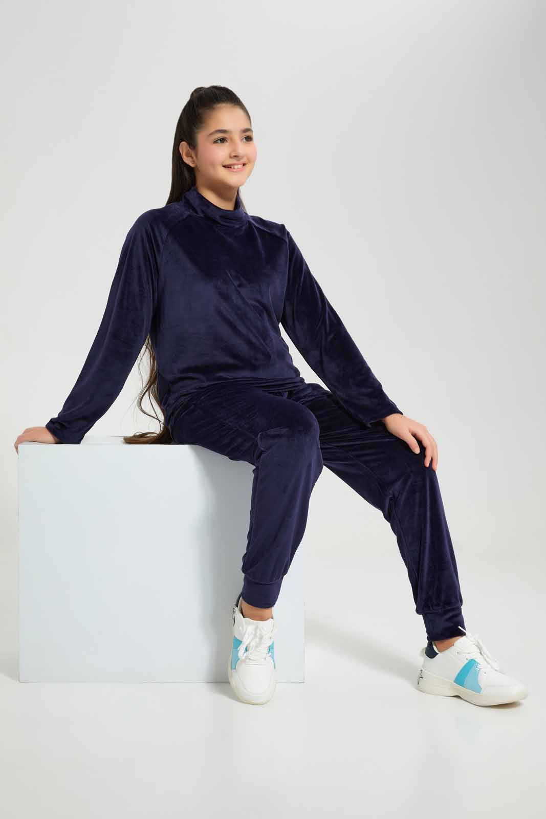 Redtag-Navy-Velour-Pants-Category:Joggers,-Colour:Navy,-Deals:New-In,-Filter:Senior-Girls-(8-to-14-Yrs),-GSR-Joggers,-New-In-GSR-APL,-Non-Sale,-Section:Girls-(0-to-14Yrs),-TBL,-W22B-Senior-Girls-9 to 14 Years