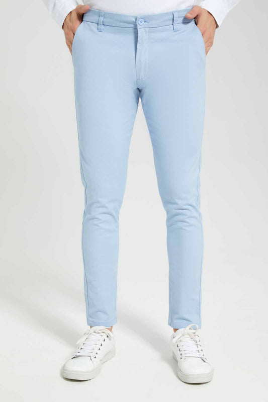Men Blue Plain Trousers