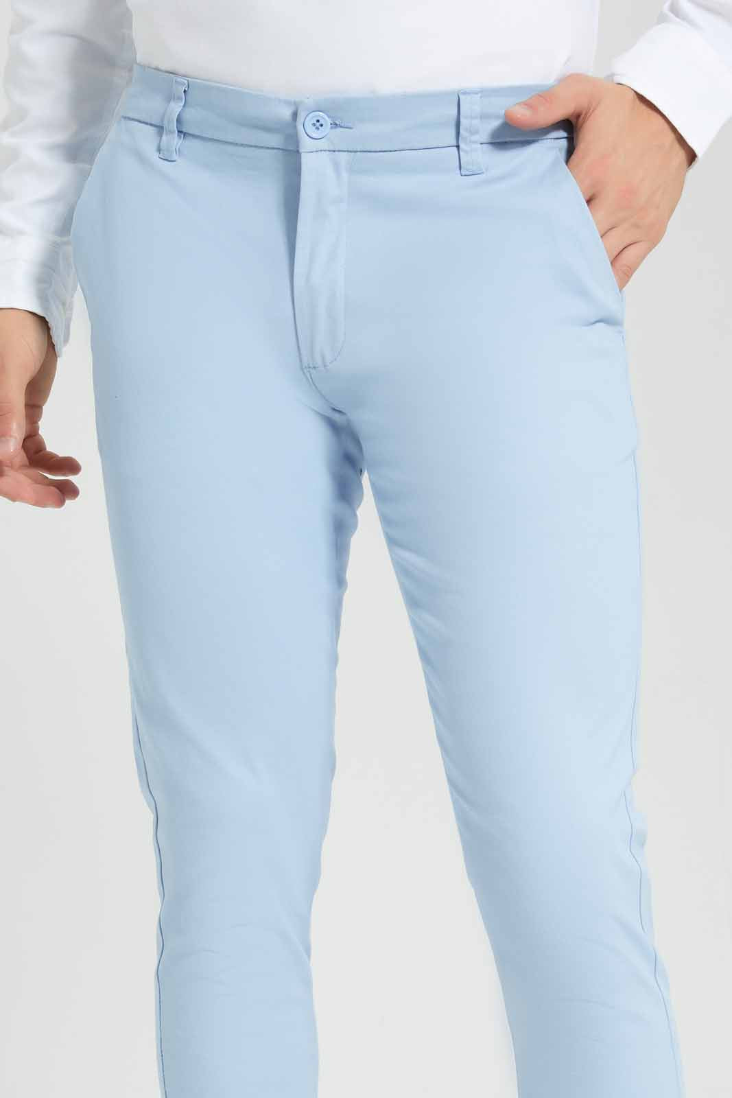 Men Blue Plain Trousers