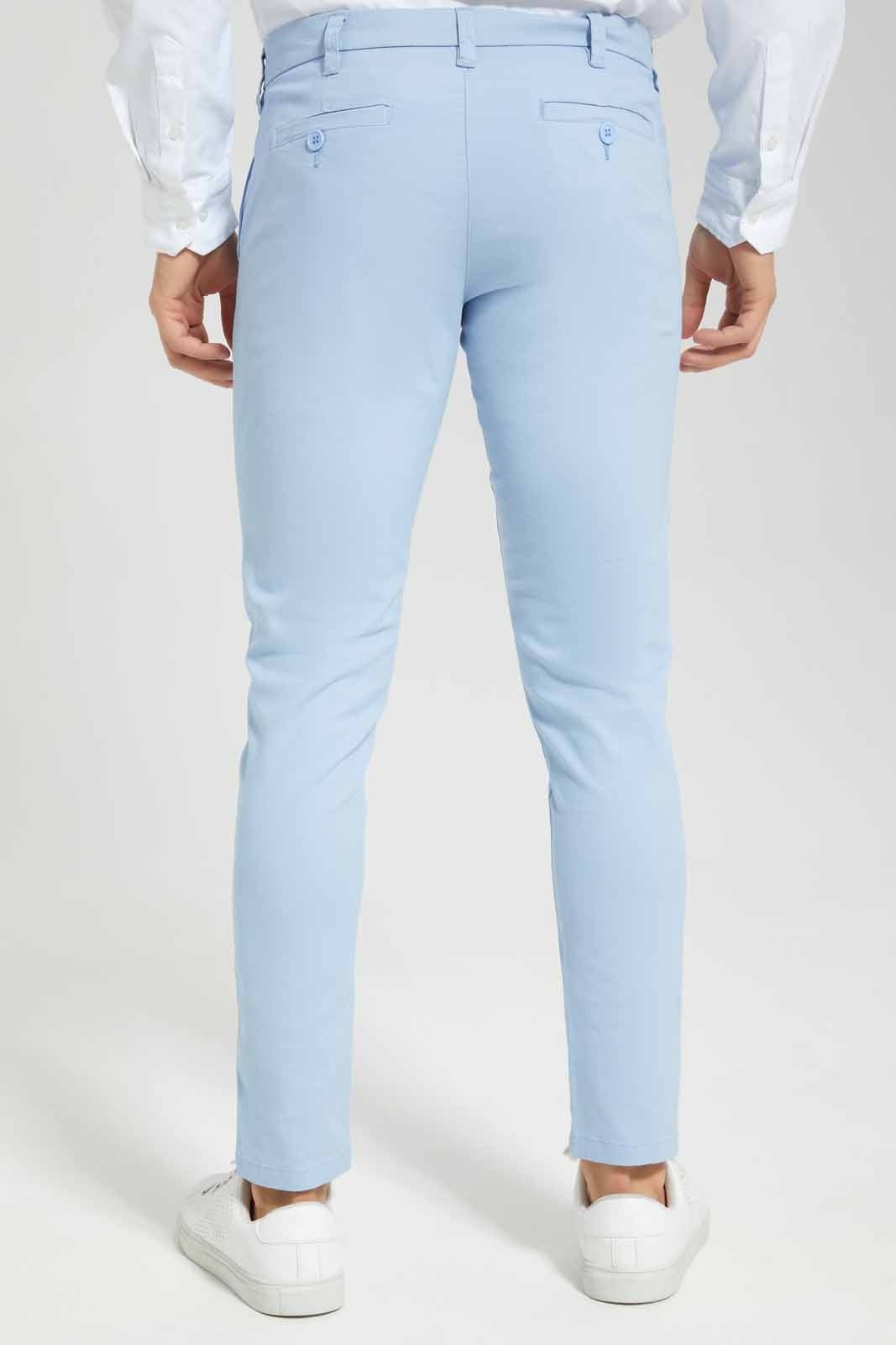 Men Blue Plain Trousers