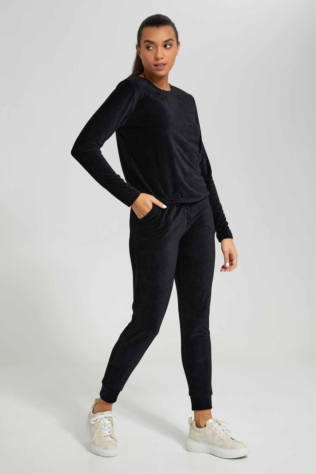Redtag-Black-Active-Velour-Jogger-Category:Joggers,-Colour:Black,-Deals:New-In,-Filter:Women's-Clothing,-New-In-Women-APL,-Non-Sale,-Section:Women,-TBL,-W22A,-Women-Joggers-Women's-