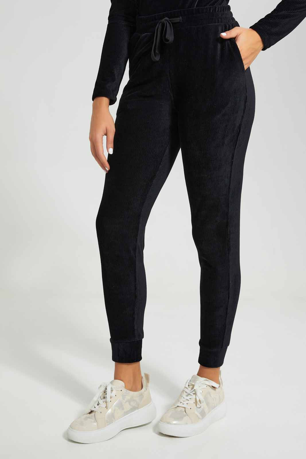 Redtag-Black-Active-Velour-Jogger-Category:Joggers,-Colour:Black,-Deals:New-In,-Filter:Women's-Clothing,-New-In-Women-APL,-Non-Sale,-Section:Women,-TBL,-W22A,-Women-Joggers-Women's-