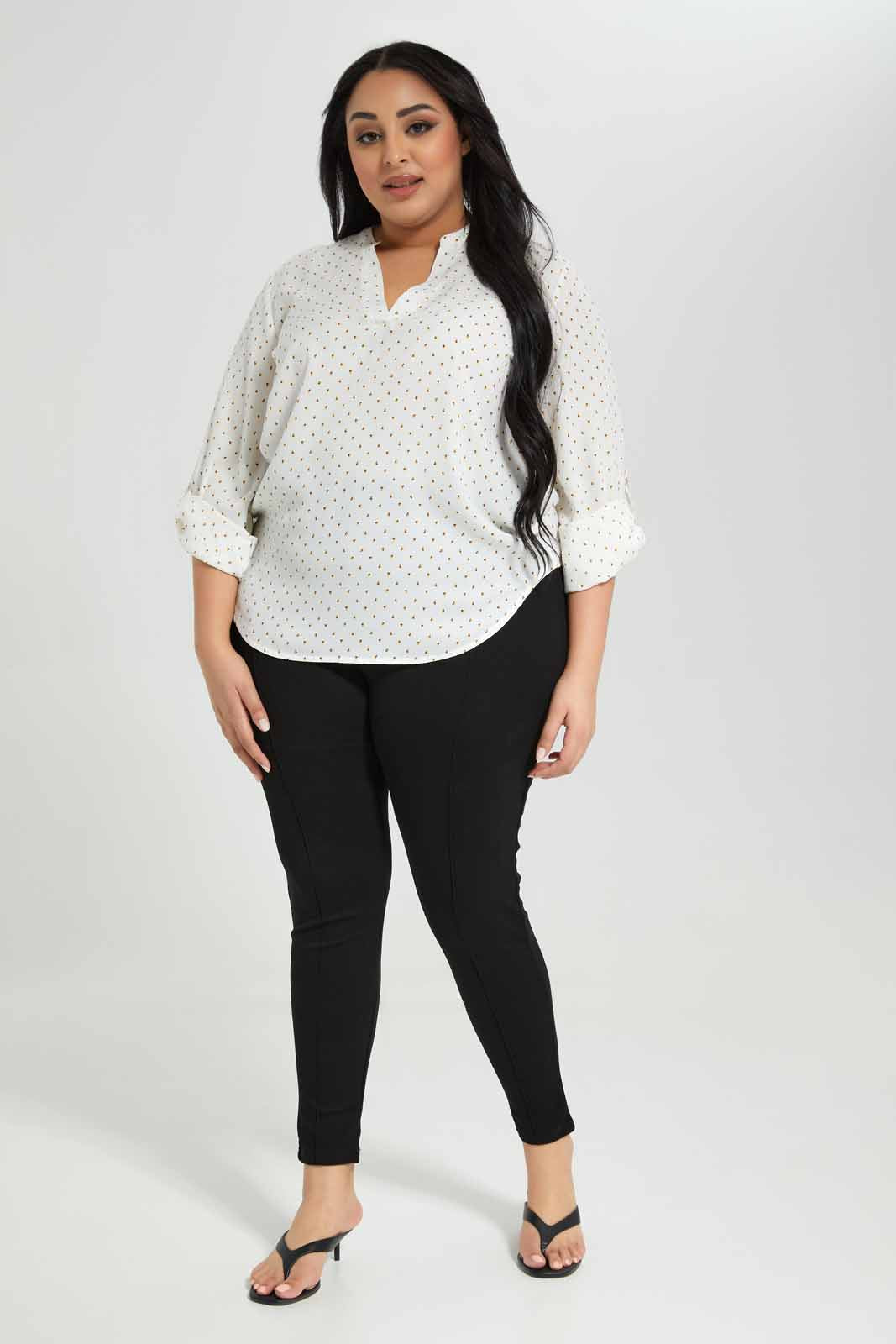 Redtag-Front-Half-placket-Blouse-Category:Blouses,-Colour:Assorted,-Deals:New-In,-Filter:Plus-Size,-LDP-Blouses,-New-In-LDP-APL,-Non-Sale,-Section:Women,-W22A-Women's-