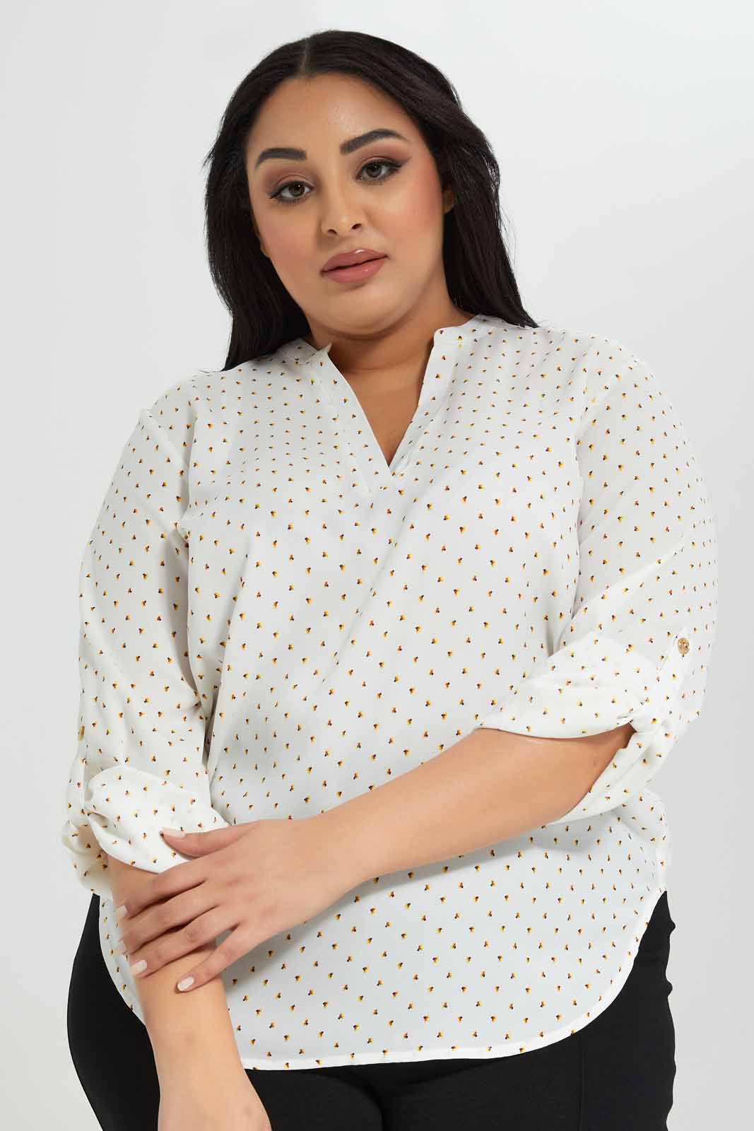 Redtag-Front-Half-placket-Blouse-Category:Blouses,-Colour:Assorted,-Deals:New-In,-Filter:Plus-Size,-LDP-Blouses,-New-In-LDP-APL,-Non-Sale,-Section:Women,-W22A-Women's-