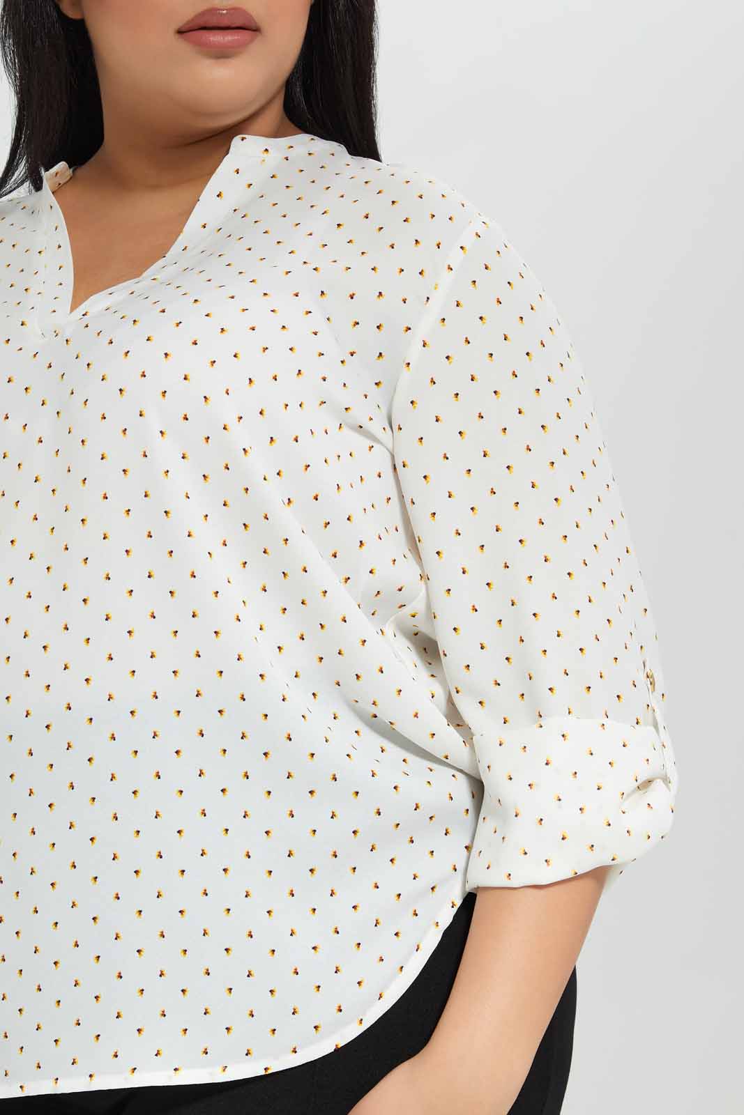 Redtag-Front-Half-placket-Blouse-Category:Blouses,-Colour:Assorted,-Deals:New-In,-Filter:Plus-Size,-LDP-Blouses,-New-In-LDP-APL,-Non-Sale,-Section:Women,-W22A-Women's-