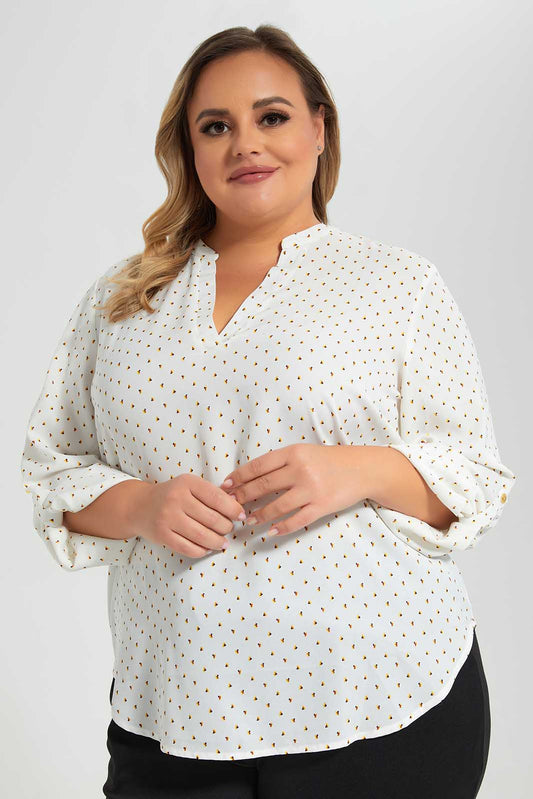 Redtag-Front-Half-placket-Blouse-Category:Blouses,-Colour:Assorted,-Deals:New-In,-Filter:Plus-Size,-LDP-Blouses,-New-In-LDP-APL,-Non-Sale,-Section:Women,-W22A-Women's-