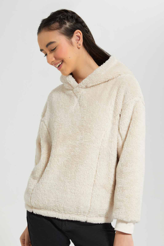 Redtag-Beige-Fur-Hoody-Category:Sweatshirts,-Colour:Beige,-Deals:New-In,-EHW,-Filter:Senior-Girls-(8-to-14-Yrs),-GSR-Sweatshirts,-New-In-GSR-APL,-Non-Sale,-Section:Girls-(0-to-14Yrs),-W22B-Senior-Girls-9 to 14 Years