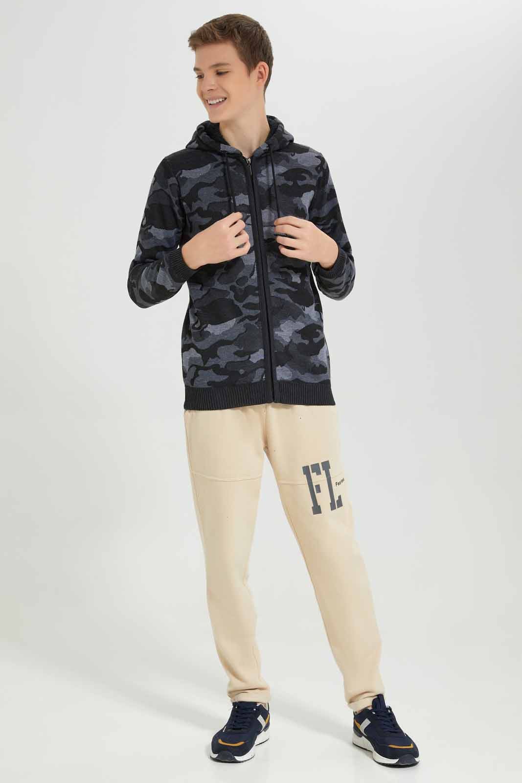Redtag-Grey-Mel-EHW-Camo-Cardigan-BSR-Cardigans,-Category:Cardigans,-Colour:Grey,-Deals:New-In,-EHW,-Filter:Senior-Boys-(8-to-14-Yrs),-New-In-BSR-APL,-Non-Sale,-Section:Boys-(0-to-14Yrs),-W22B-Senior-Boys-9 to 14 Years