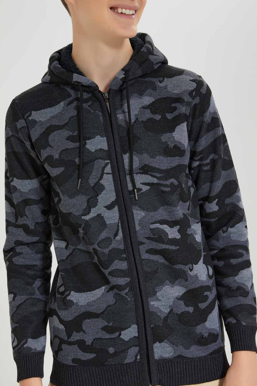 Redtag-Grey-Mel-EHW-Camo-Cardigan-BSR-Cardigans,-Category:Cardigans,-Colour:Grey,-Deals:New-In,-EHW,-Filter:Senior-Boys-(8-to-14-Yrs),-New-In-BSR-APL,-Non-Sale,-Section:Boys-(0-to-14Yrs),-W22B-Senior-Boys-9 to 14 Years