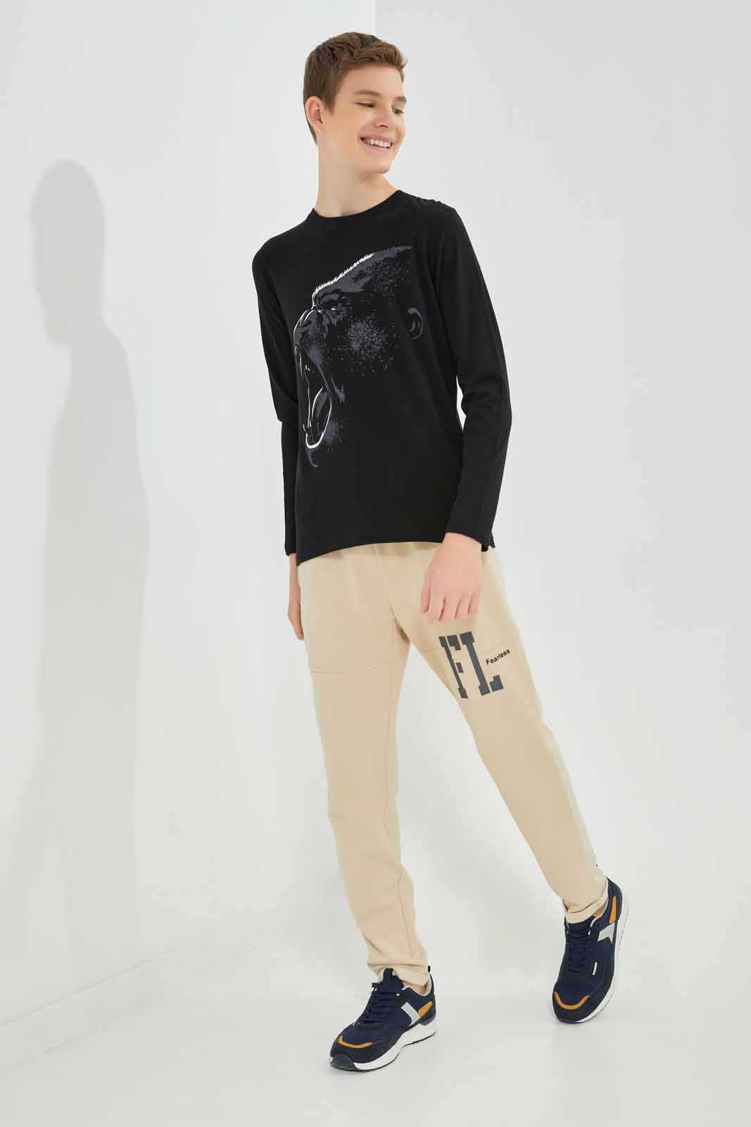 Redtag-Black-Gorilla-Graphic-Tee-BSR-T-Shirts,-Category:T-Shirts,-Colour:Black,-Deals:New-In,-Filter:Senior-Boys-(8-to-14-Yrs),-New-In-BSR-APL,-Non-Sale,-Section:Boys-(0-to-14Yrs),-TBL,-W22B-Senior-Boys-9 to 14 Years