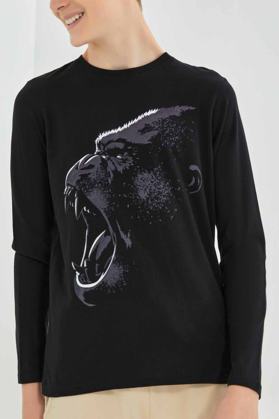 Redtag-Black-Gorilla-Graphic-Tee-BSR-T-Shirts,-Category:T-Shirts,-Colour:Black,-Deals:New-In,-Filter:Senior-Boys-(8-to-14-Yrs),-New-In-BSR-APL,-Non-Sale,-Section:Boys-(0-to-14Yrs),-TBL,-W22B-Senior-Boys-9 to 14 Years
