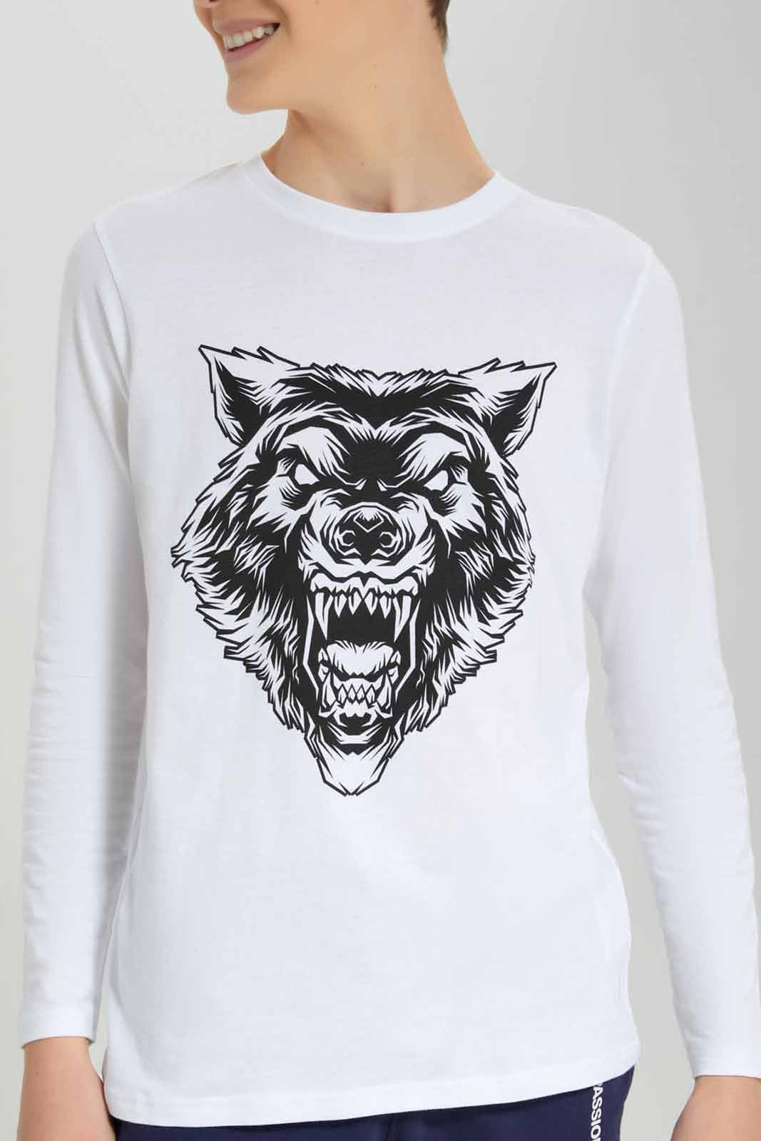 Redtag-White-Wolf-Graphis-Tee-BSR-T-Shirts,-Category:T-Shirts,-Colour:White,-Deals:New-In,-Filter:Senior-Boys-(8-to-14-Yrs),-NDAY,-New-In-BSR-APL,-Non-Sale,-Section:Boys-(0-to-14Yrs),-TBL,-W22B-Senior-Boys-9 to 14 Years