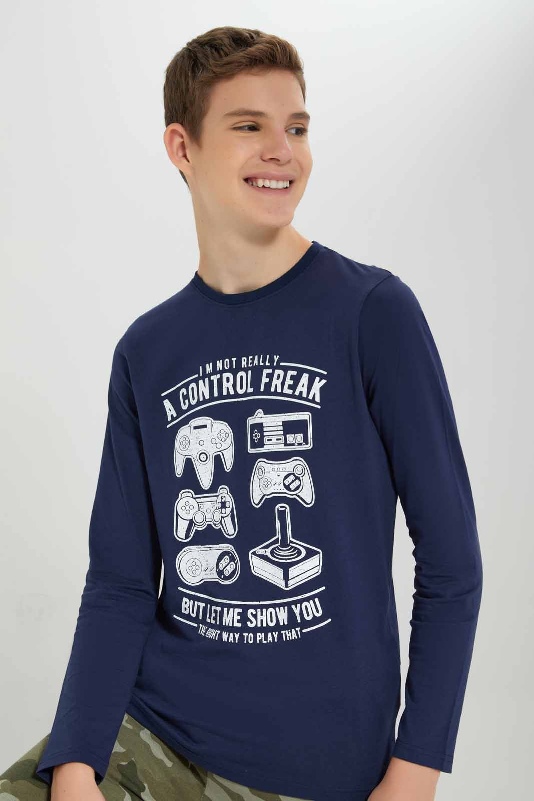 Redtag-Navy-Graph-Paper-Graphic-Tee-BSR-T-Shirts,-Category:T-Shirts,-Colour:Navy,-Deals:New-In,-Filter:Senior-Boys-(8-to-14-Yrs),-New-In-BSR-APL,-Non-Sale,-Section:Boys-(0-to-14Yrs),-TBL,-W22B-Senior-Boys-9 to 14 Years
