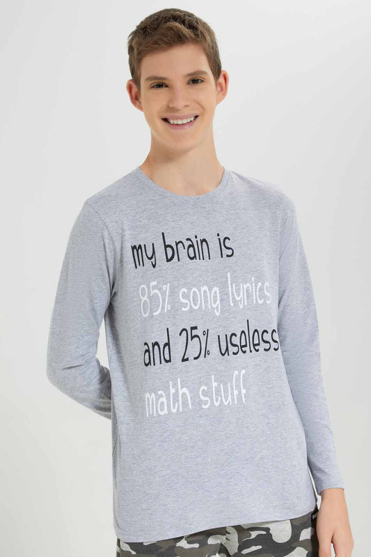Redtag-Grey-Mel-Song-Lyrics-And-Maths-Tee-BSR-T-Shirts,-Category:T-Shirts,-Colour:Grey,-Deals:New-In,-Filter:Senior-Boys-(8-to-14-Yrs),-New-In-BSR-APL,-Non-Sale,-Section:Boys-(0-to-14Yrs),-TBL,-W22B-Senior-Boys-9 to 14 Years