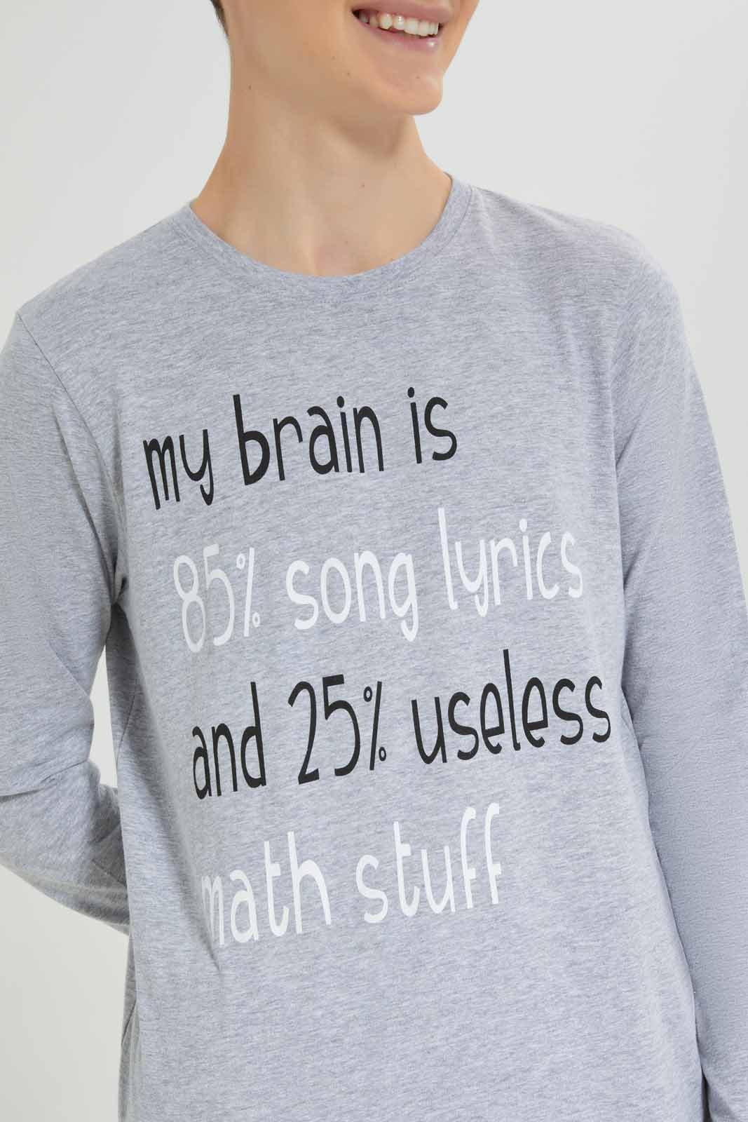 Redtag-Grey-Mel-Song-Lyrics-And-Maths-Tee-BSR-T-Shirts,-Category:T-Shirts,-Colour:Grey,-Deals:New-In,-Filter:Senior-Boys-(8-to-14-Yrs),-New-In-BSR-APL,-Non-Sale,-Section:Boys-(0-to-14Yrs),-TBL,-W22B-Senior-Boys-9 to 14 Years