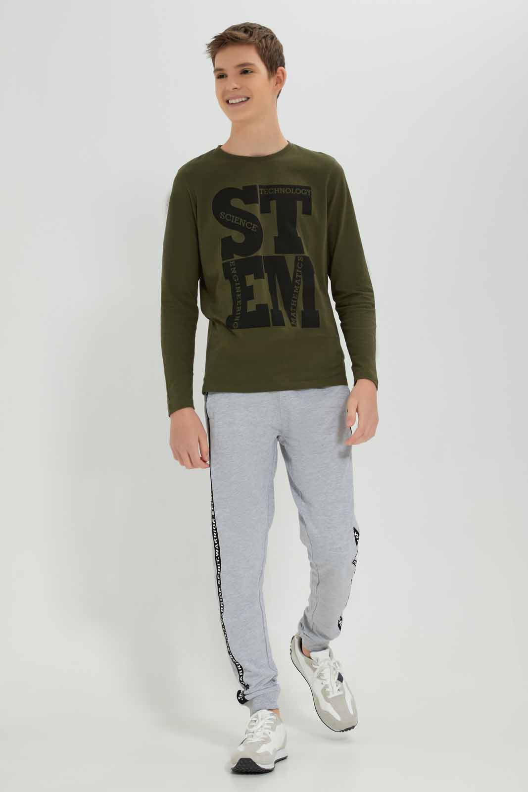 Redtag-Olive-Stem-Graphic-Tee-BSR-T-Shirts,-Category:T-Shirts,-Colour:Olive,-Deals:New-In,-Filter:Senior-Boys-(8-to-14-Yrs),-NDAY,-New-In-BSR-APL,-Non-Sale,-Section:Boys-(0-to-14Yrs),-TBL,-W22B-Senior-Boys-9 to 14 Years