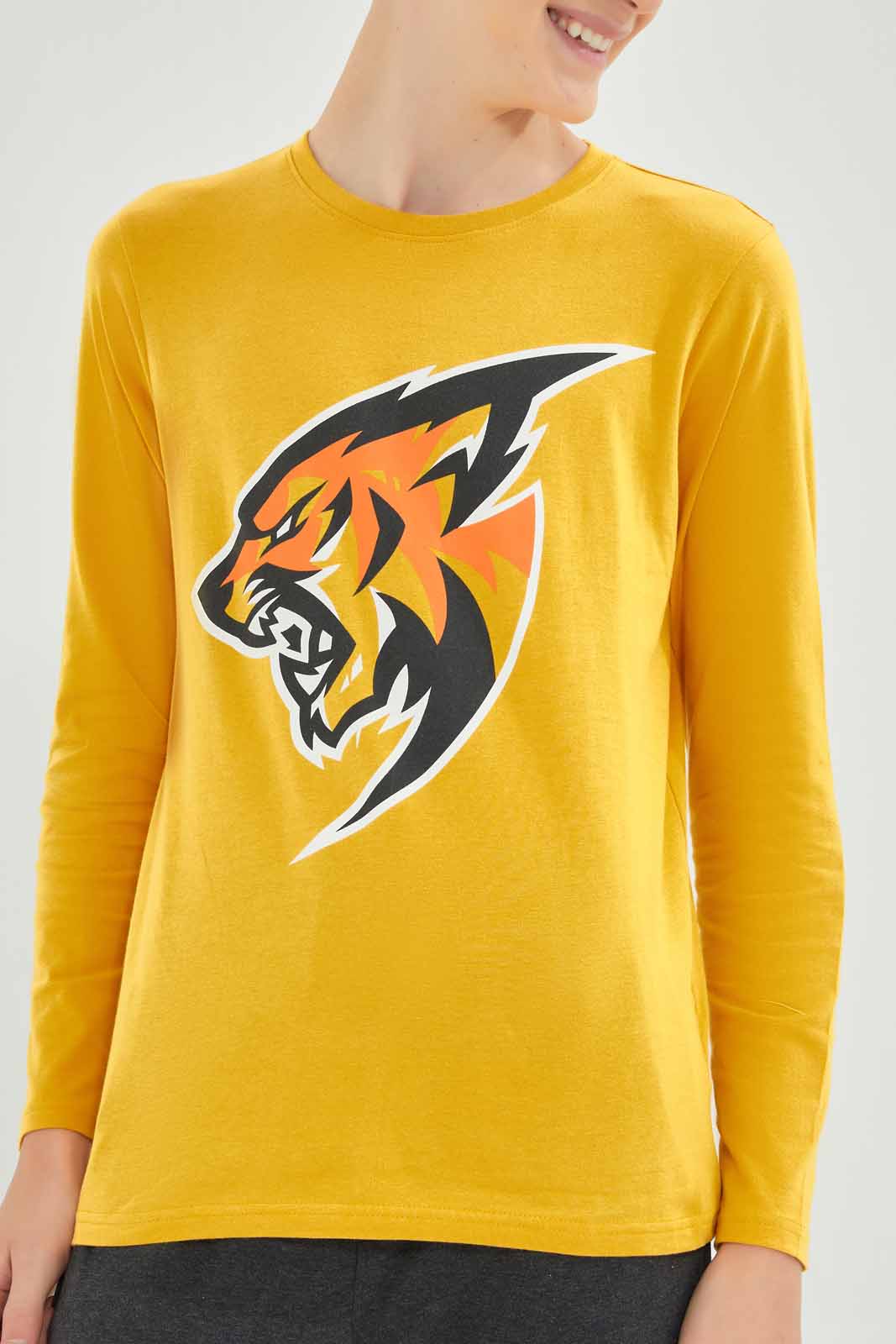Redtag-Mustard-Tiger-Graphic-Tee-BSR-T-Shirts,-Category:T-Shirts,-Colour:Mustard,-Deals:New-In,-Filter:Senior-Boys-(8-to-14-Yrs),-New-In-BSR-APL,-Non-Sale,-Section:Boys-(0-to-14Yrs),-TBL,-W22B-Senior-Boys-9 to 14 Years
