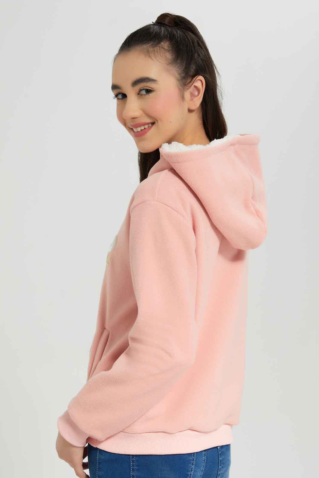 Redtag-Pink-Pollar-Fleece-with-Sherpa-lining-Category:Sweatshirts,-Colour:Apricot,-Deals:New-In,-Dept:Girls,-EHW,-Filter:Senior-Girls-(8-to-14-Yrs),-GSR-Sweatshirts,-New-In-GSR-APL,-Non-Sale,-Section:Girls-(0-to-14Yrs),-W22B-Senior-Girls-9 to 14 Years