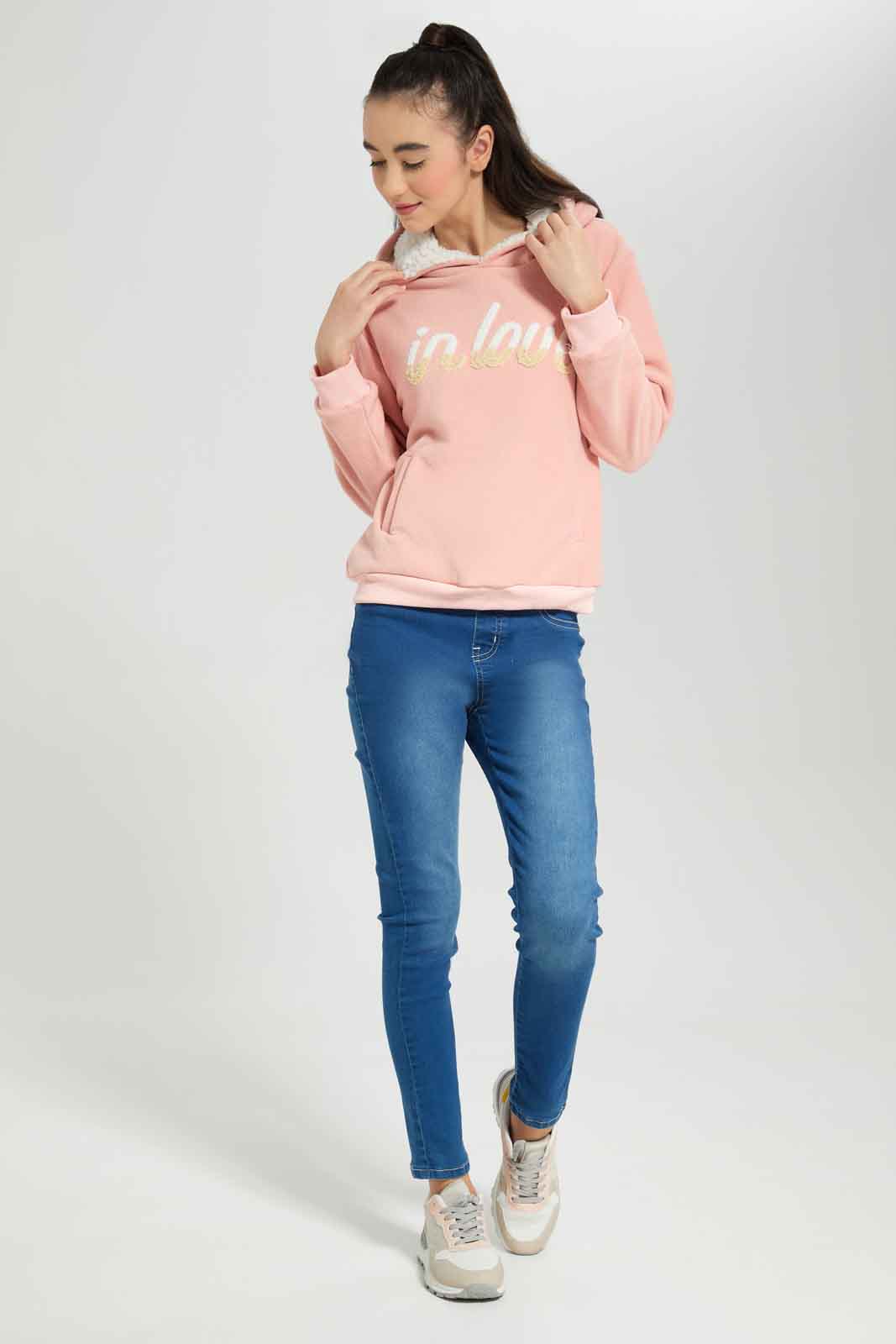 Redtag-Pink-Pollar-Fleece-with-Sherpa-lining-Category:Sweatshirts,-Colour:Apricot,-Deals:New-In,-Dept:Girls,-EHW,-Filter:Senior-Girls-(8-to-14-Yrs),-GSR-Sweatshirts,-New-In-GSR-APL,-Non-Sale,-Section:Girls-(0-to-14Yrs),-W22B-Senior-Girls-9 to 14 Years