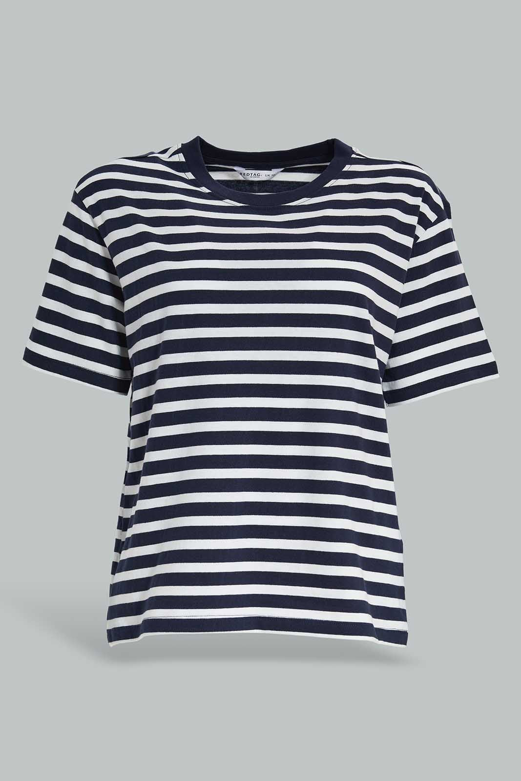 Redtag-Ysrn-Dyed-Stripe-T-Shirt-Category:T-Shirts,-Colour:Assorted,-Deals:New-In,-Filter:Women's-Clothing,-New-In-Women-APL,-Non-Sale,-Section:Women,-W22A,-Women-T-Shirts-Women's-