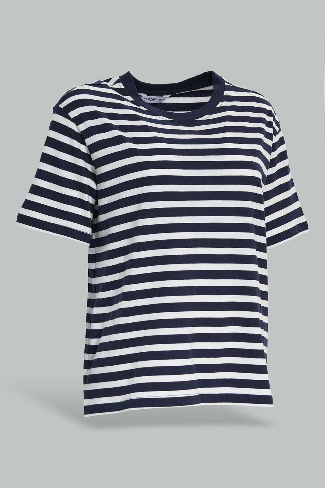 Redtag-Ysrn-Dyed-Stripe-T-Shirt-Category:T-Shirts,-Colour:Assorted,-Deals:New-In,-Filter:Women's-Clothing,-New-In-Women-APL,-Non-Sale,-Section:Women,-W22A,-Women-T-Shirts-Women's-