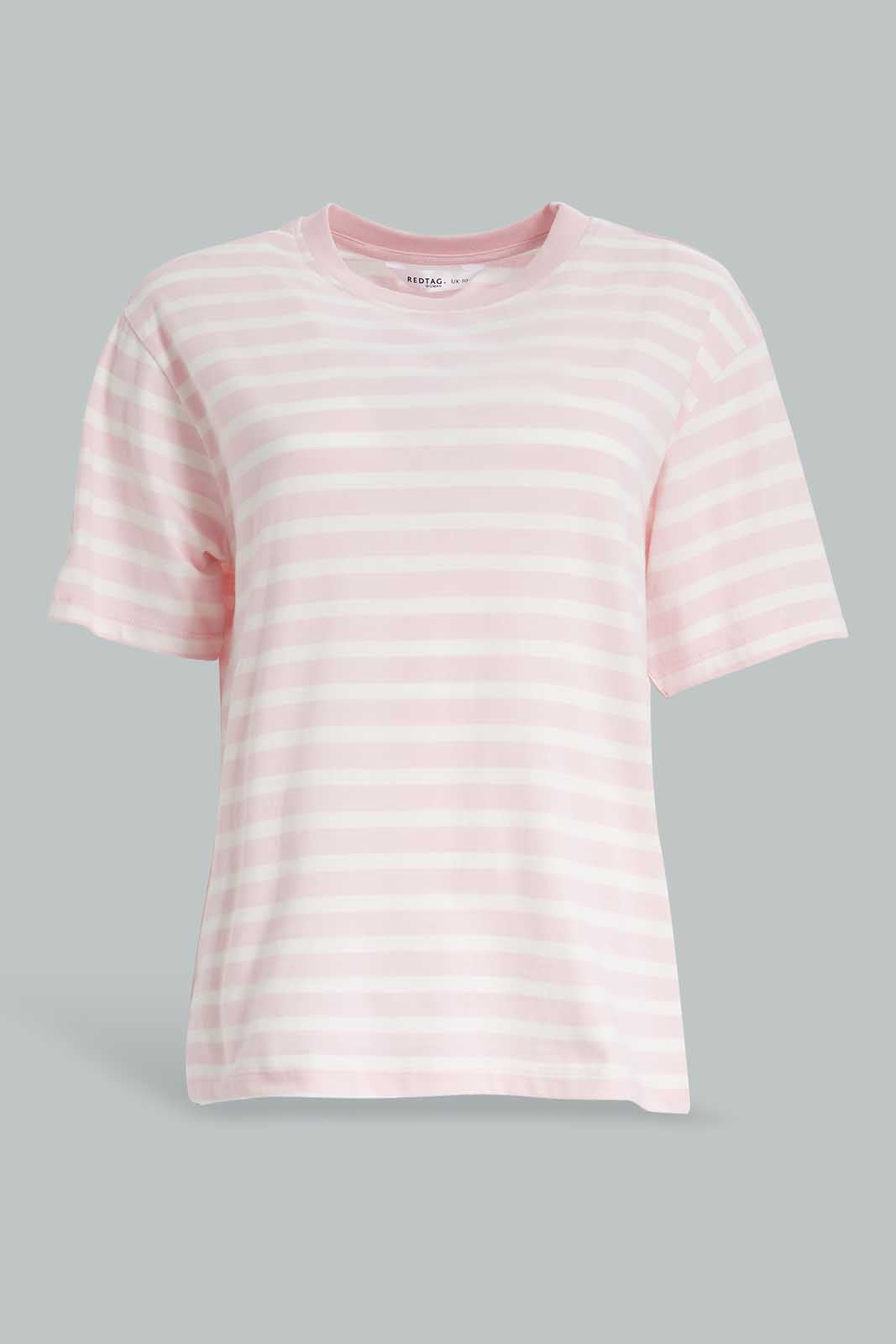 Redtag-Ysrn-Dyed-Stripe-T-Shirt-Category:T-Shirts,-Colour:Assorted,-Deals:New-In,-Filter:Women's-Clothing,-New-In-Women-APL,-Non-Sale,-Section:Women,-W22A,-Women-T-Shirts-Women's-