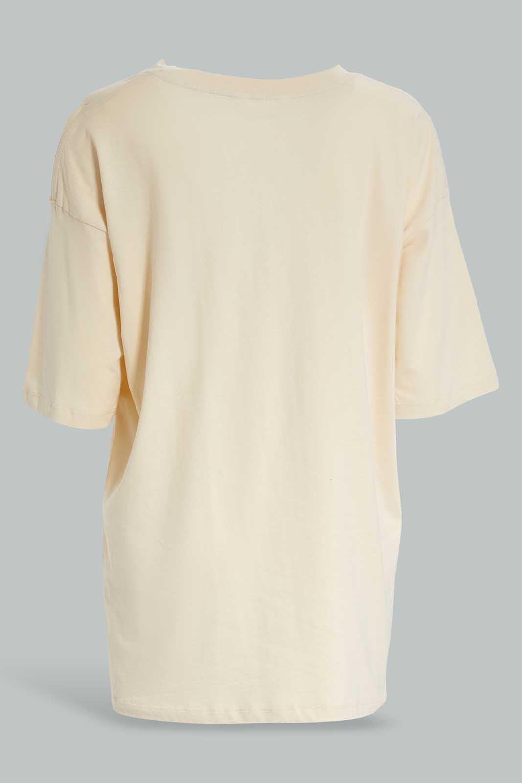 Redtag-Stone-Boxy-Extended-Sleeves-T-Shirt-Category:T-Shirts,-Colour:Grey,-Deals:New-In,-Filter:Women's-Clothing,-New-In-Women-APL,-Non-Sale,-Section:Women,-W22A,-Women-T-Shirts-Women's-