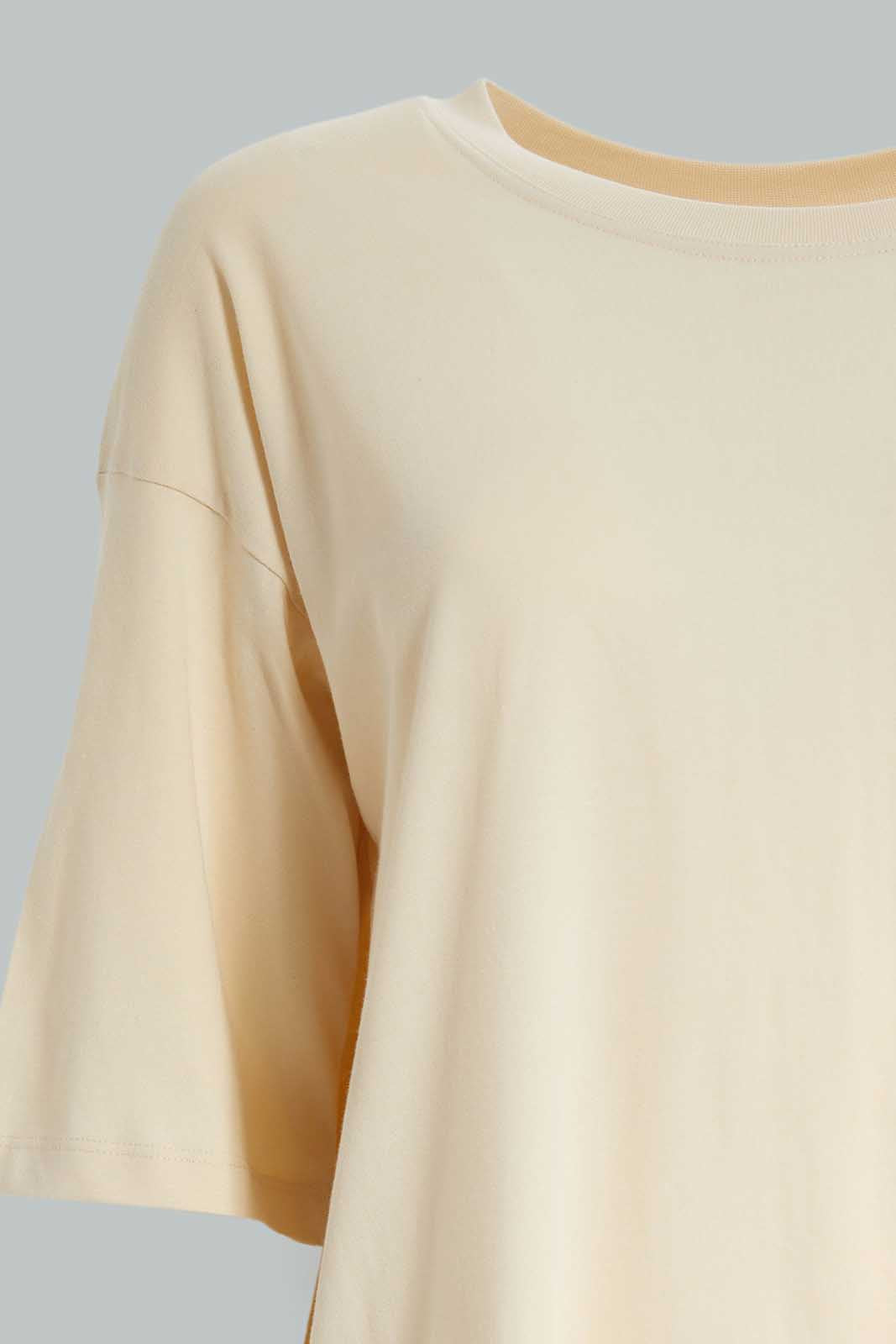 Redtag-Stone-Boxy-Extended-Sleeves-T-Shirt-Category:T-Shirts,-Colour:Grey,-Deals:New-In,-Filter:Women's-Clothing,-New-In-Women-APL,-Non-Sale,-Section:Women,-W22A,-Women-T-Shirts-Women's-