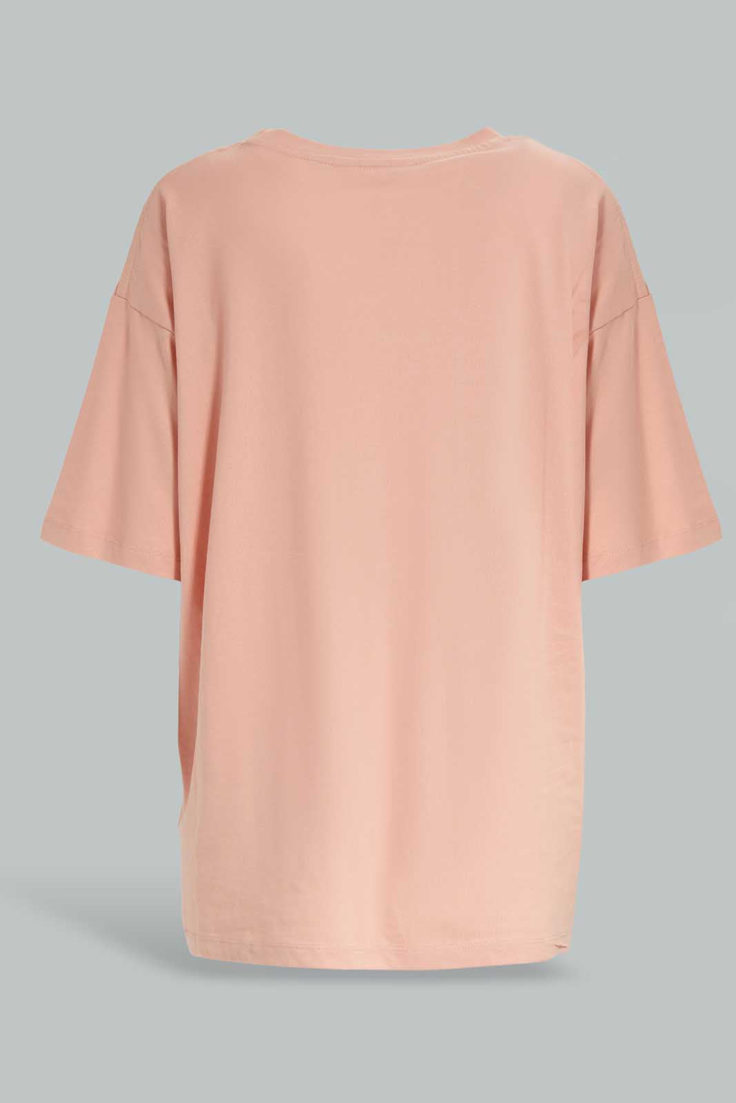 Redtag-Peach-Boxy-Extended-Sleeves-T-Shirt-Category:T-Shirts,-Colour:Mauve,-Deals:New-In,-Filter:Women's-Clothing,-New-In-Women-APL,-Non-Sale,-Section:Women,-W22A,-Women-T-Shirts-Women's-