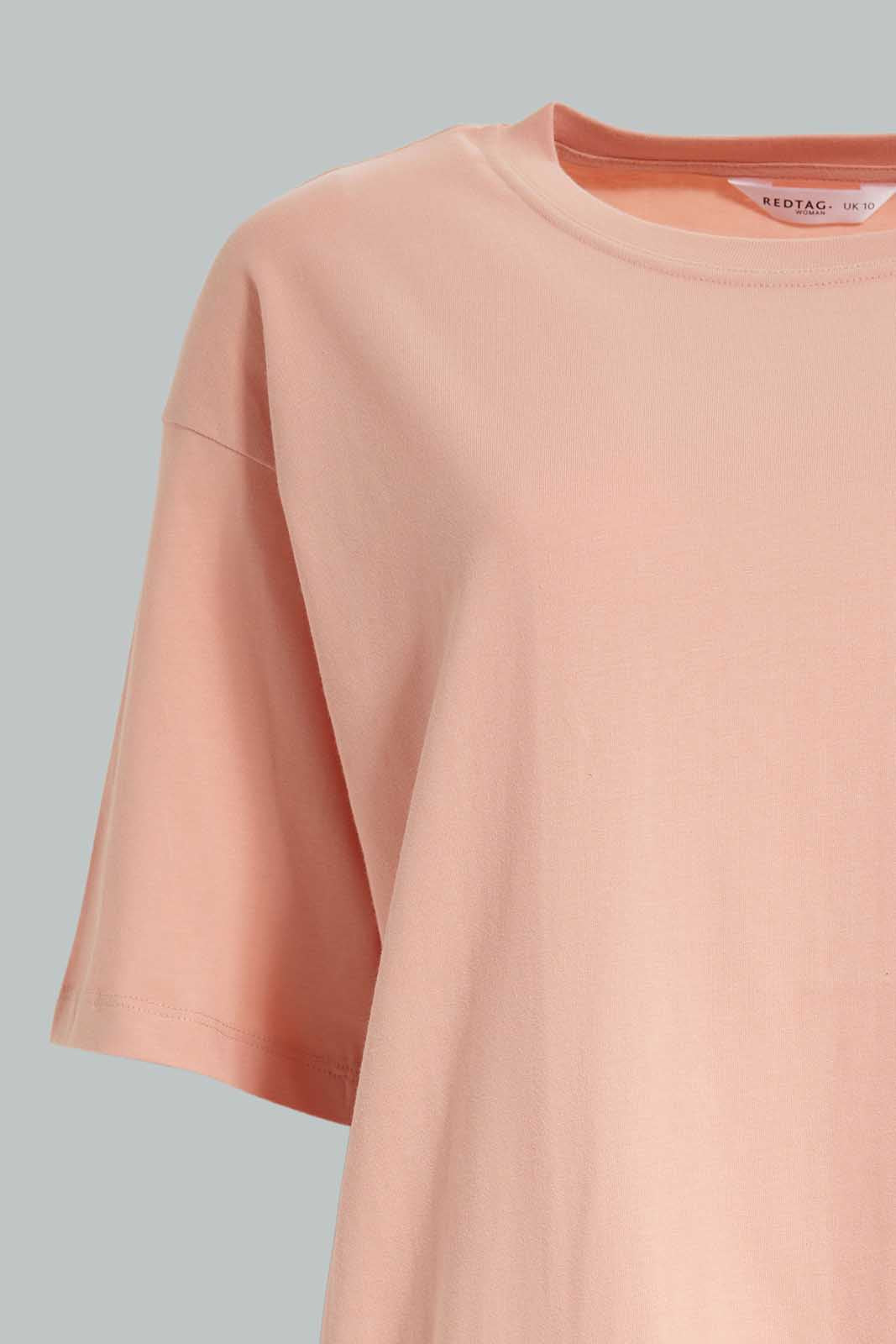 Redtag-Peach-Boxy-Extended-Sleeves-T-Shirt-Category:T-Shirts,-Colour:Mauve,-Deals:New-In,-Filter:Women's-Clothing,-New-In-Women-APL,-Non-Sale,-Section:Women,-W22A,-Women-T-Shirts-Women's-