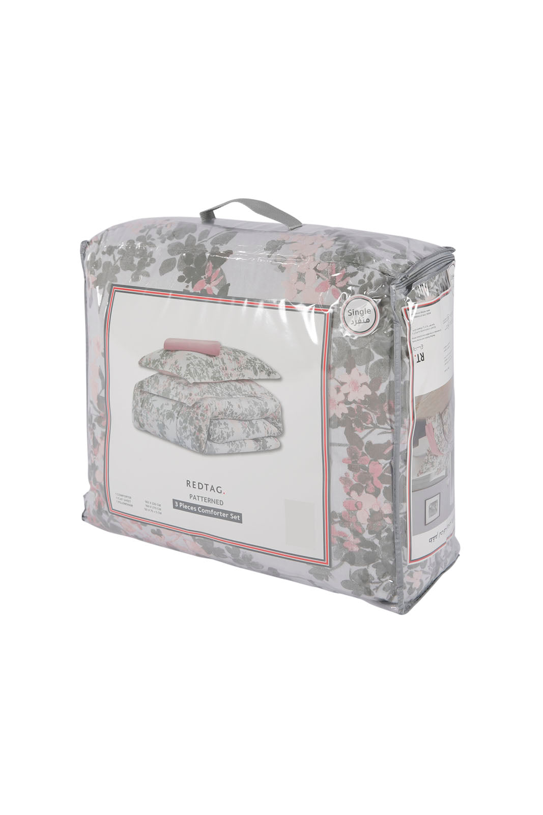 Redtag-Pink-3Pc-Floral-Comforter-Set-(Single-Size)-365,-Category:Comforters,-Colour:Pink,-Deals:New-In,-Dept:Home,-Filter:Home-Bedroom,-HMW-BED-Comforters,-New-In-HMW-BED,-Non-Sale,-Section:Homewares-Home-Bedroom-