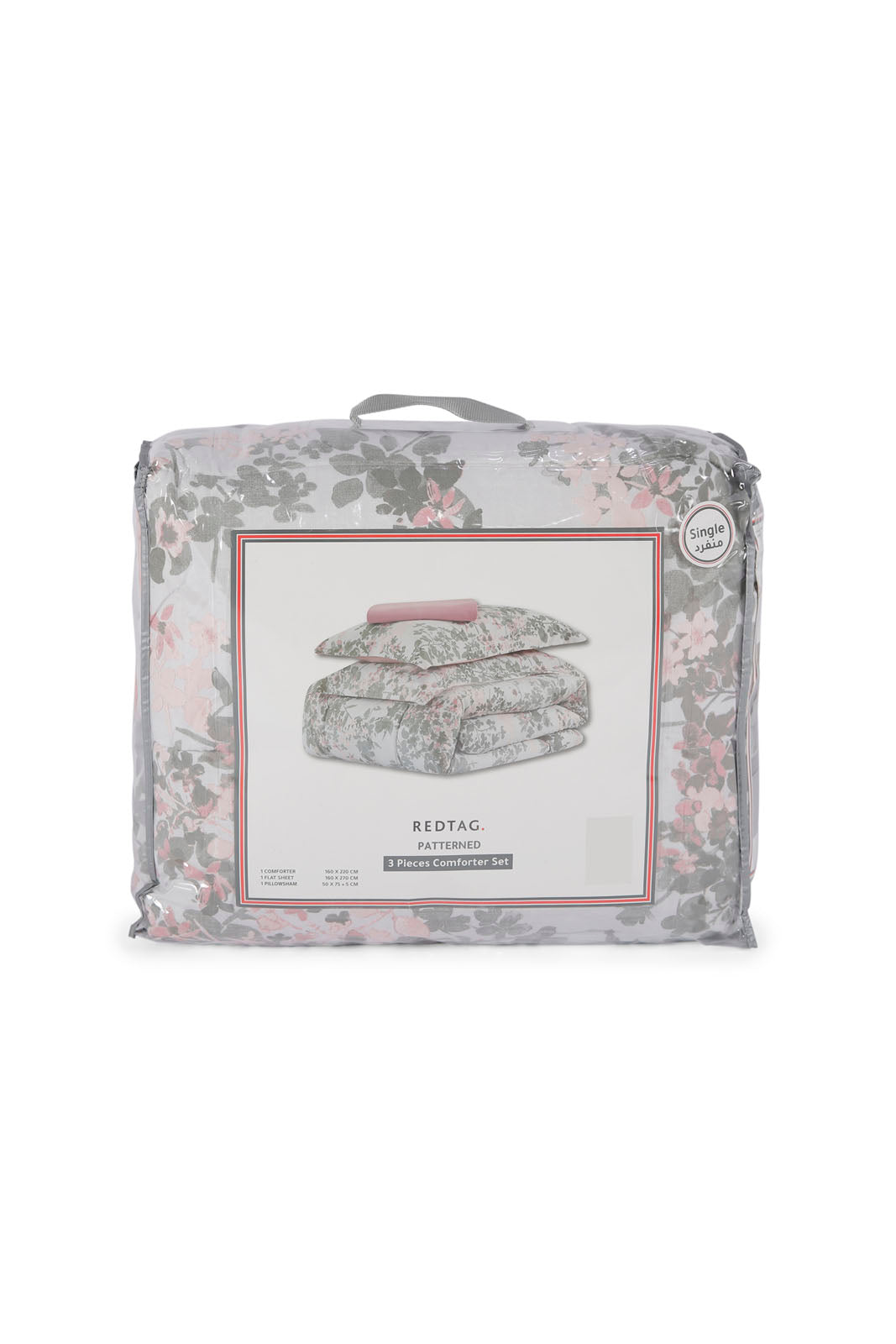 Redtag-Pink-3Pc-Floral-Comforter-Set-(Single-Size)-365,-Category:Comforters,-Colour:Pink,-Deals:New-In,-Dept:Home,-Filter:Home-Bedroom,-HMW-BED-Comforters,-New-In-HMW-BED,-Non-Sale,-Section:Homewares-Home-Bedroom-
