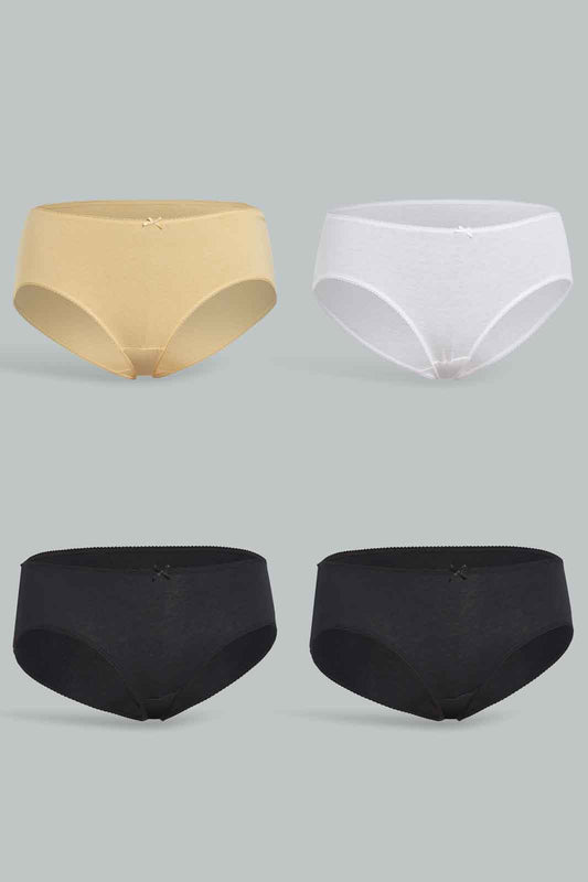 Redtag-PLUS-(PACK-4)---SOLID-BOYLEG,Black,Beige,White,Black-365,-Category:Briefs,-Colour:Assorted,-Deals:New-In,-Dept:Ladieswear,-Filter:Women's-Clothing,-New-In-Women-APL,-Non-Sale,-Section:Women,-Women-Briefs--