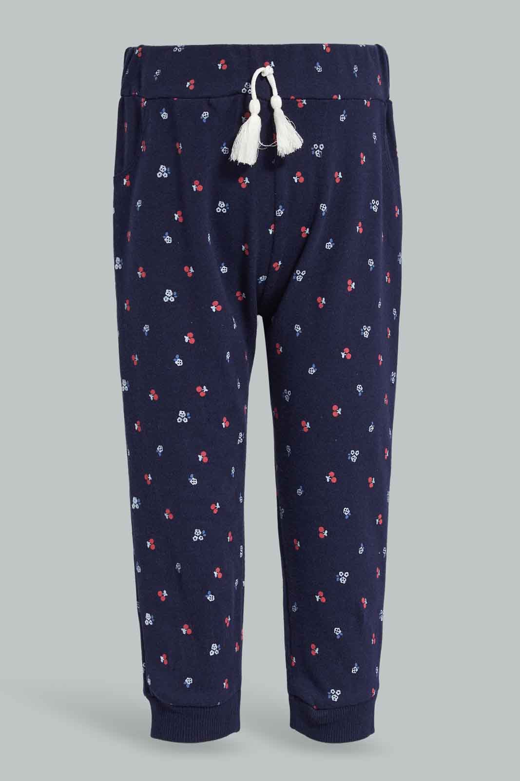 Redtag-Navy-Floral-AOP-Trackpant-Category:Joggers,-Colour:Navy,-Deals:New-In,-Filter:Infant-Girls-(3-to-24-Mths),-ING-Joggers,-New-In-ING-APL,-Non-Sale,-Section:Girls-(0-to-14Yrs),-TBL,-W22B-Infant-Girls-3 to 24 Months