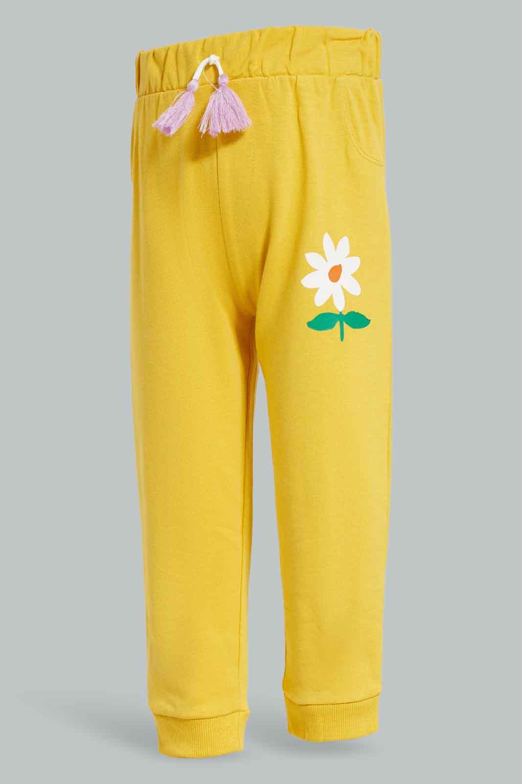 Redtag-Mustard-Palcement-Print-Trackpant-Category:Joggers,-Colour:Mustard,-Deals:New-In,-Filter:Infant-Girls-(3-to-24-Mths),-ING-Joggers,-New-In-ING-APL,-Non-Sale,-Section:Girls-(0-to-14Yrs),-TBL,-W22B-Infant-Girls-3 to 24 Months
