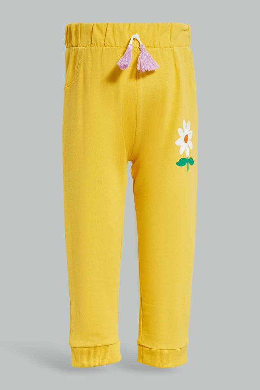 Redtag-Mustard-Palcement-Print-Trackpant-Category:Joggers,-Colour:Mustard,-Deals:New-In,-Filter:Infant-Girls-(3-to-24-Mths),-ING-Joggers,-New-In-ING-APL,-Non-Sale,-Section:Girls-(0-to-14Yrs),-TBL,-W22B-Infant-Girls-3 to 24 Months