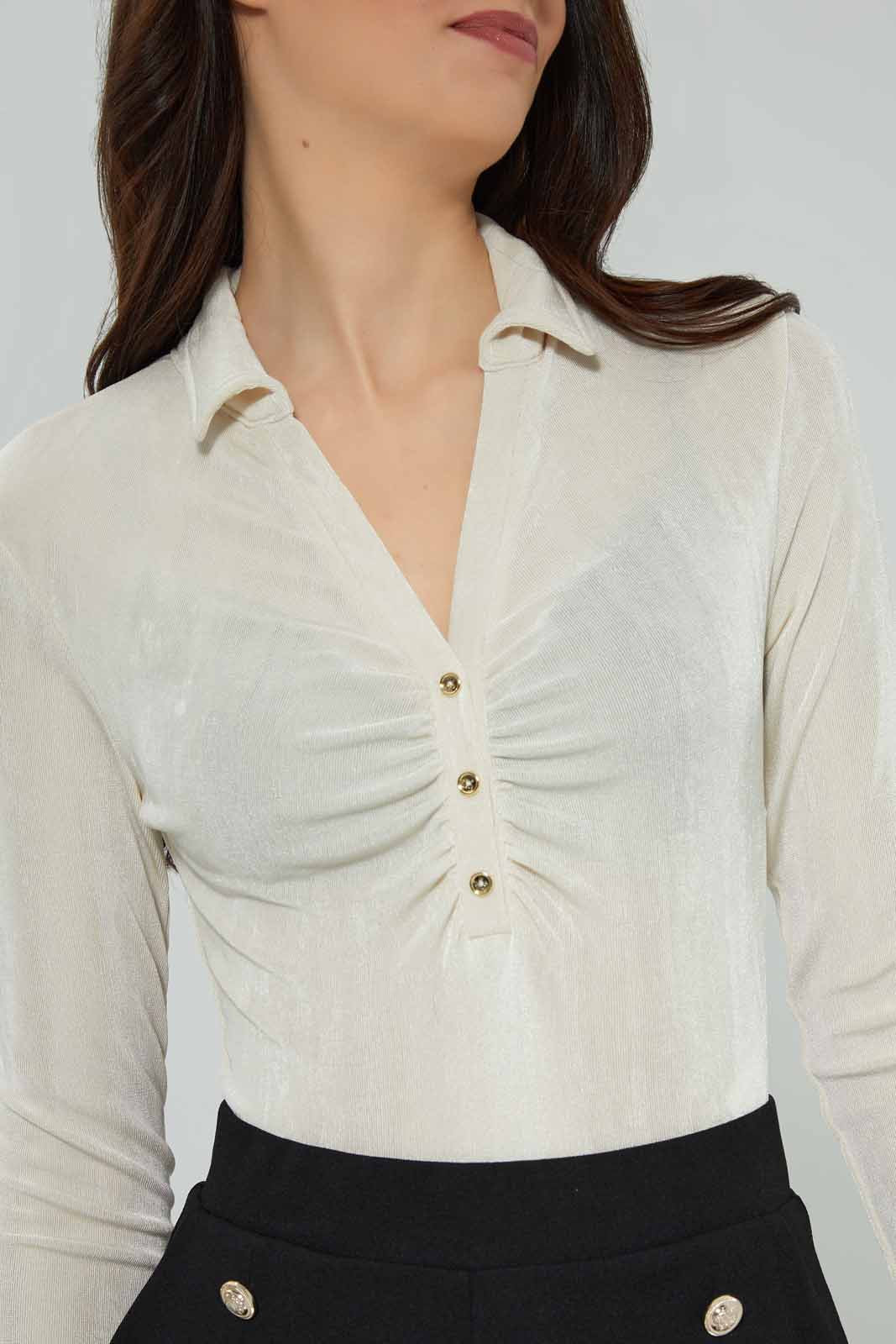 Redtag-FRONT-RUCHING-BODYSUIT-Category:Tops,-Colour:Ivory,-Deals:New-In,-Filter:Women's-Clothing,-New-In-Women-APL,-Non-Sale,-Section:Women,-W22A,-Women-Tops-Women's-