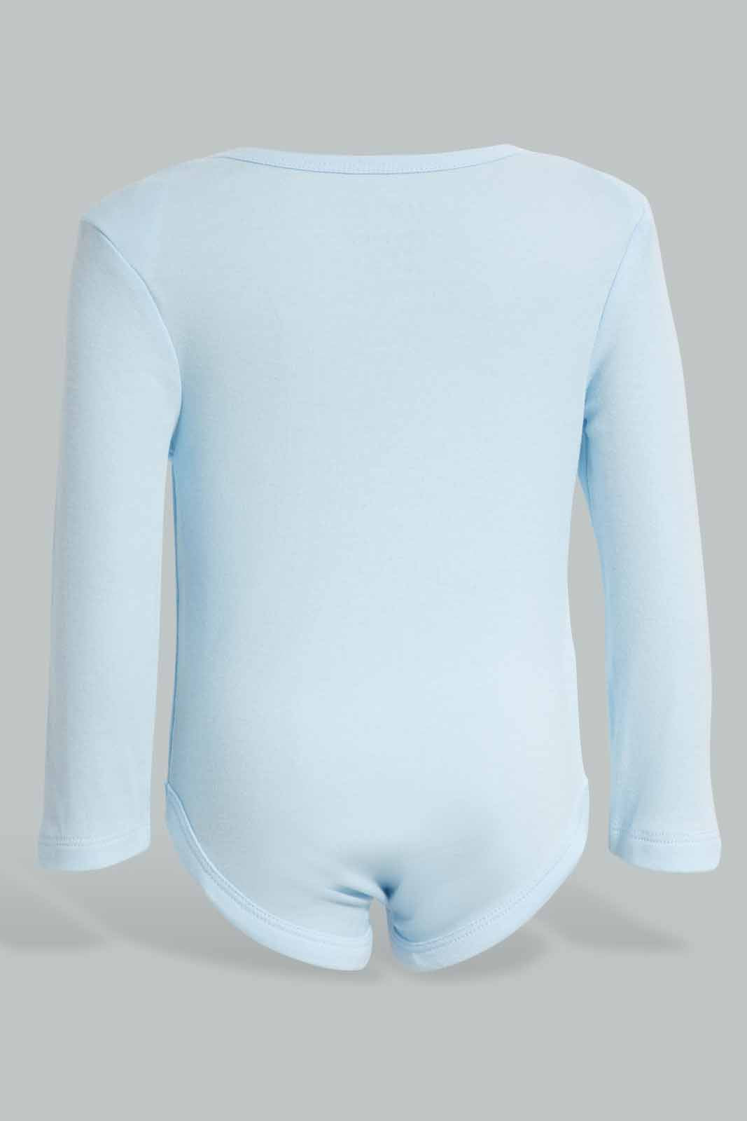 Redtag-Blue-boys-5-pack-body-suit-Category:Bodysuits,-Colour:Blue,-Deals:New-In,-Filter:Baby-(0-to-12-Mths),-NBB-Bodysuits,-New-In-NBB-APL,-Non-Sale,-Section:Boys-(0-to-14Yrs),-W22A-Baby-0 to 12 Months