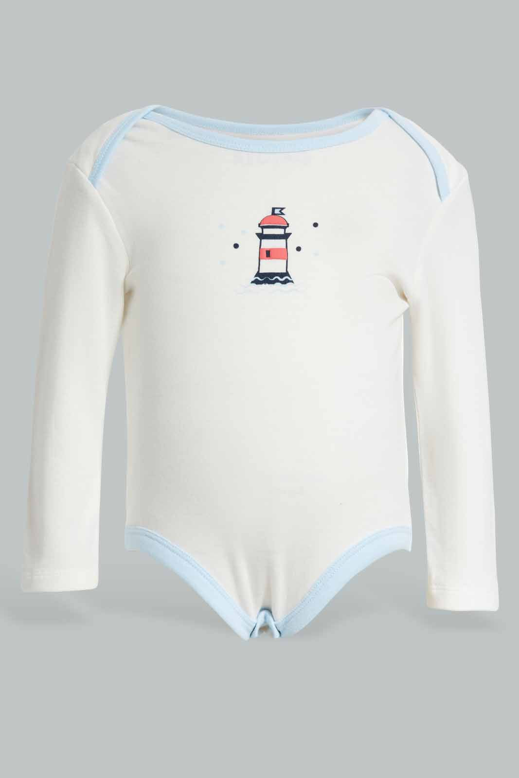 Redtag-Blue-boys-5-pack-body-suit-Category:Bodysuits,-Colour:Blue,-Deals:New-In,-Filter:Baby-(0-to-12-Mths),-NBB-Bodysuits,-New-In-NBB-APL,-Non-Sale,-Section:Boys-(0-to-14Yrs),-W22A-Baby-0 to 12 Months