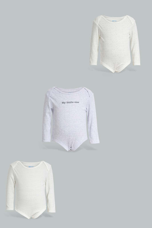 Redtag-Grey-5-pack-body-suit-Category:Bodysuits,-Colour:Grey,-Deals:New-In,-Filter:Baby-(0-to-12-Mths),-NBB-Bodysuits,-New-In-NBB-APL,-Non-Sale,-Section:Boys-(0-to-14Yrs),-W22A-Baby-0 to 12 Months