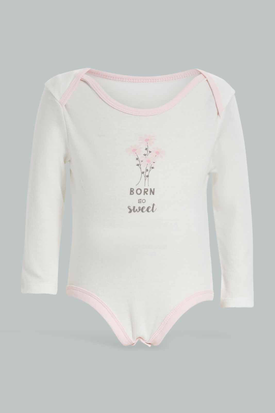 Redtag-Pink-5-pack-body-suit-Category:Bodysuits,-Colour:Apricot,-Deals:New-In,-Dept:New-Born,-Filter:Baby-(0-to-12-Mths),-NBG-Bodysuits,-New-In-NBG-APL,-Non-Sale,-Section:Girls-(0-to-14Yrs),-W22A-Baby-0 to 12 Months