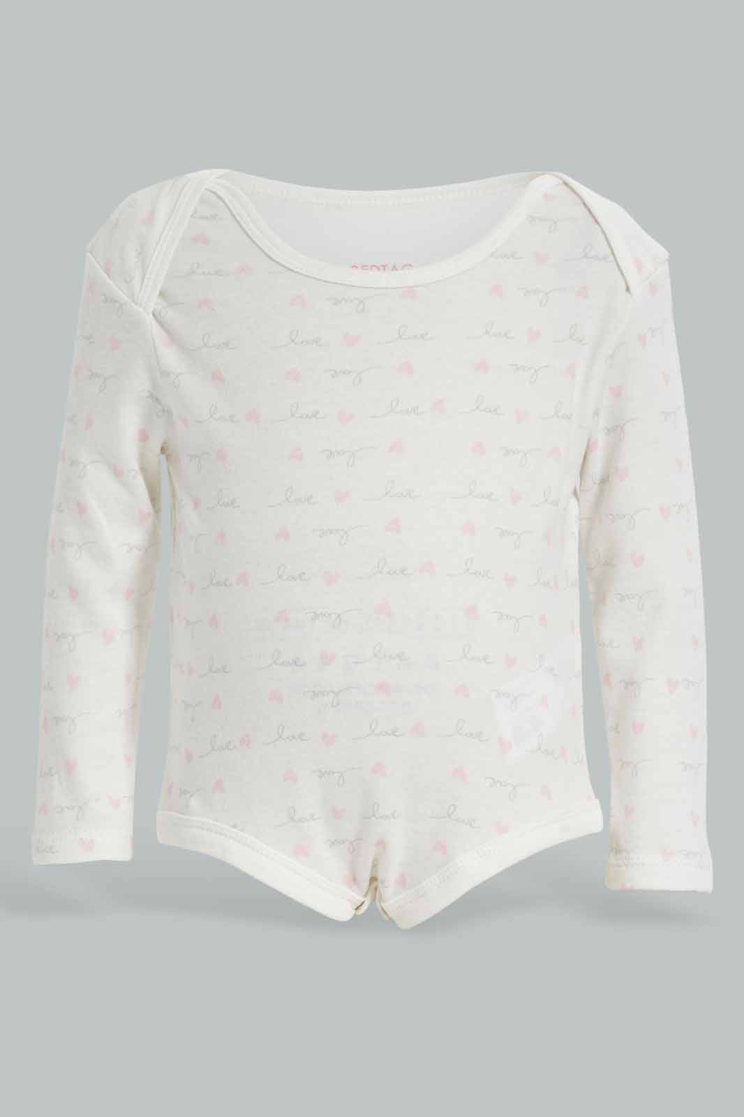 Redtag-Pink-5-pack-body-suit-Category:Bodysuits,-Colour:Apricot,-Deals:New-In,-Dept:New-Born,-Filter:Baby-(0-to-12-Mths),-NBG-Bodysuits,-New-In-NBG-APL,-Non-Sale,-Section:Girls-(0-to-14Yrs),-W22A-Baby-0 to 12 Months