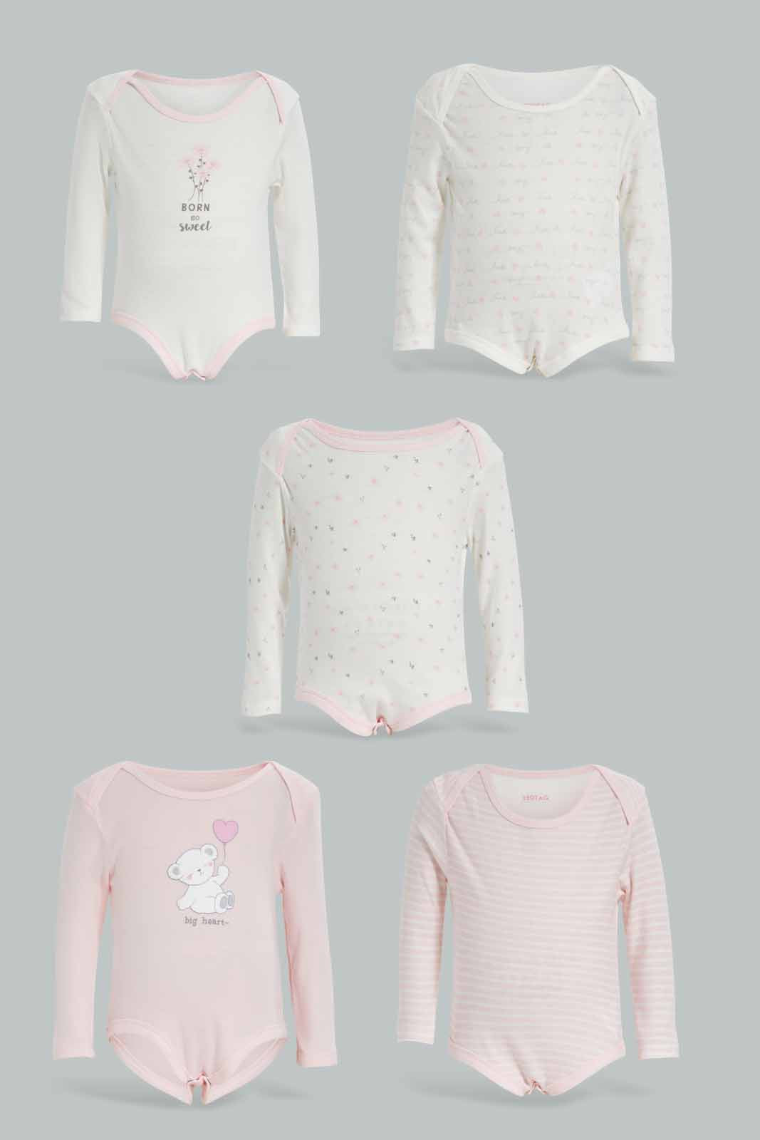 Baby Pink Bodysuit Set (5 Piece)