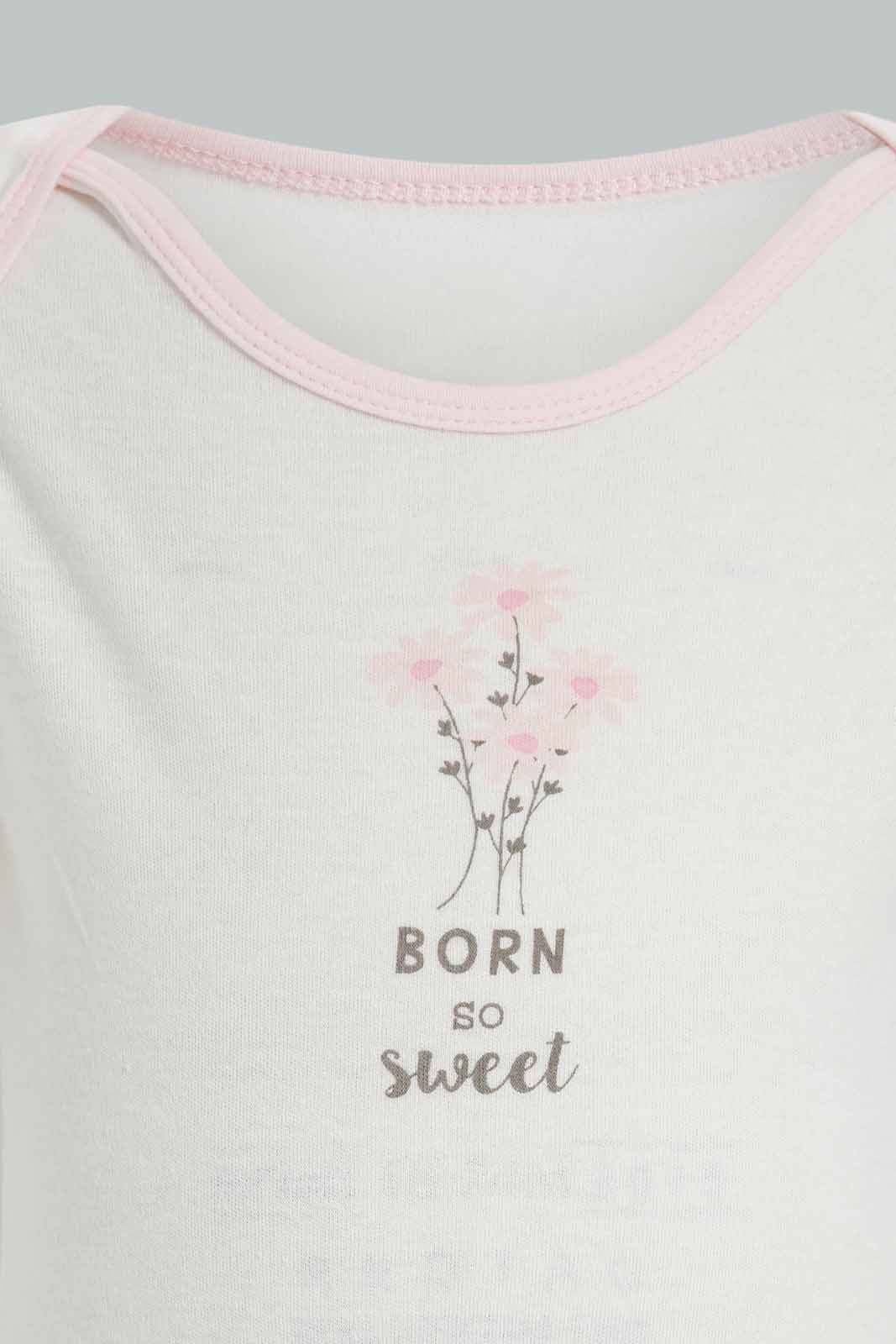 Redtag-Pink-5-pack-body-suit-Category:Bodysuits,-Colour:Apricot,-Deals:New-In,-Dept:New-Born,-Filter:Baby-(0-to-12-Mths),-NBG-Bodysuits,-New-In-NBG-APL,-Non-Sale,-Section:Girls-(0-to-14Yrs),-W22A-Baby-0 to 12 Months