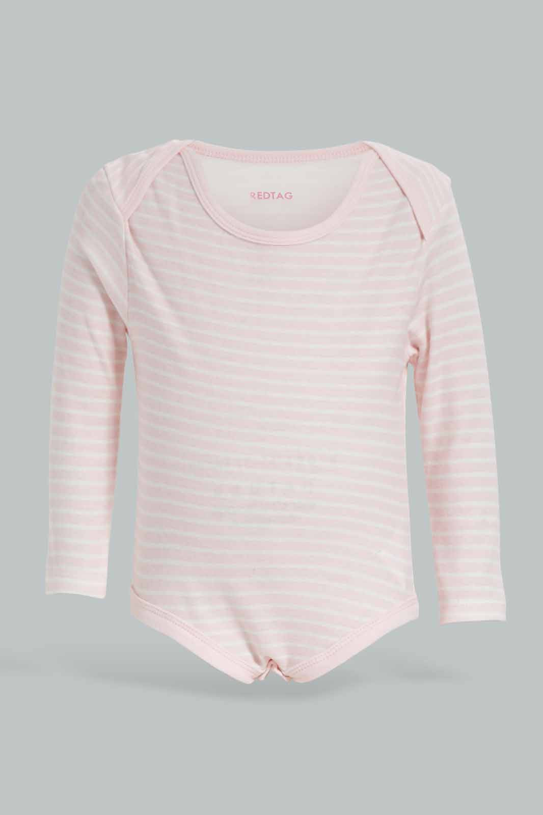 Redtag-Pink-5-pack-body-suit-Category:Bodysuits,-Colour:Apricot,-Deals:New-In,-Dept:New-Born,-Filter:Baby-(0-to-12-Mths),-NBG-Bodysuits,-New-In-NBG-APL,-Non-Sale,-Section:Girls-(0-to-14Yrs),-W22A-Baby-0 to 12 Months