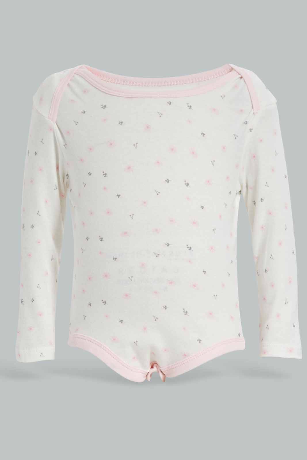 Redtag-Pink-5-pack-body-suit-Category:Bodysuits,-Colour:Apricot,-Deals:New-In,-Dept:New-Born,-Filter:Baby-(0-to-12-Mths),-NBG-Bodysuits,-New-In-NBG-APL,-Non-Sale,-Section:Girls-(0-to-14Yrs),-W22A-Baby-0 to 12 Months
